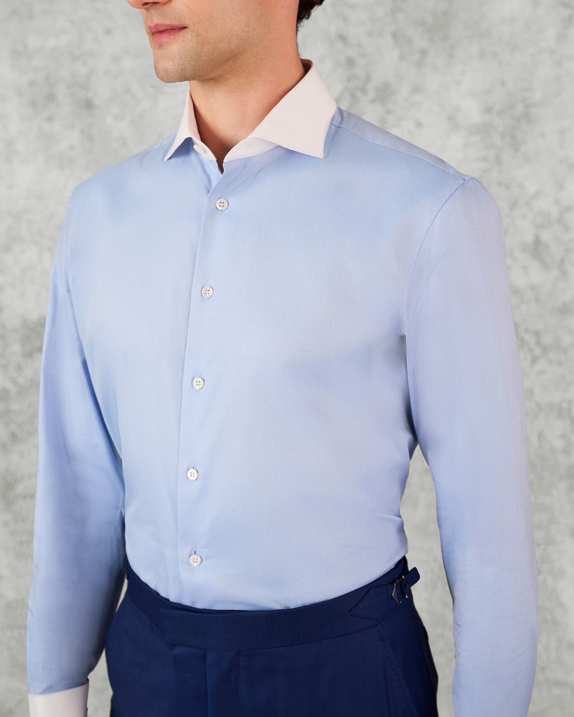 Warren Cotton Double Cuff Shirt Blue