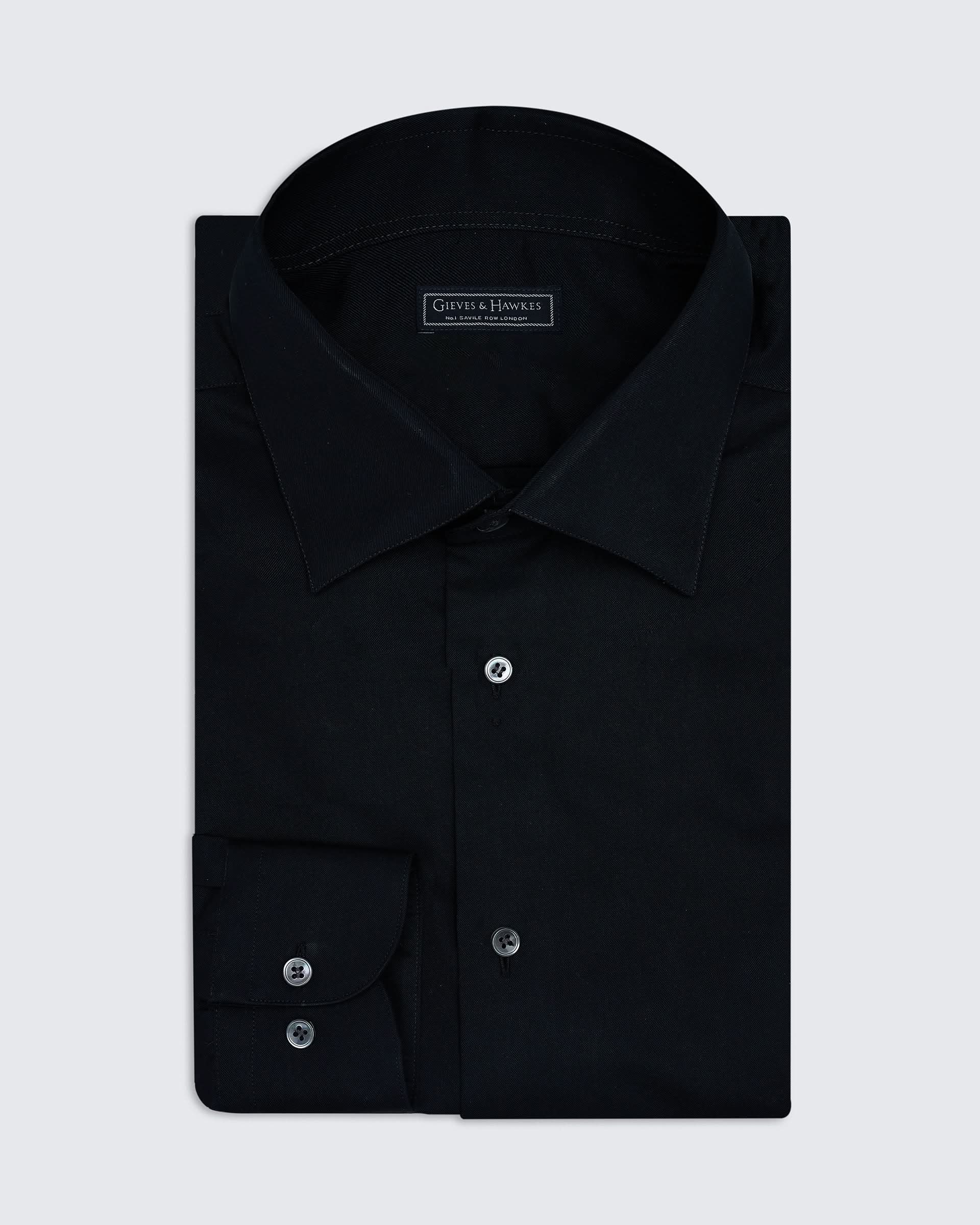 Whitton Single Cuff Cotton Dress Shirt Black