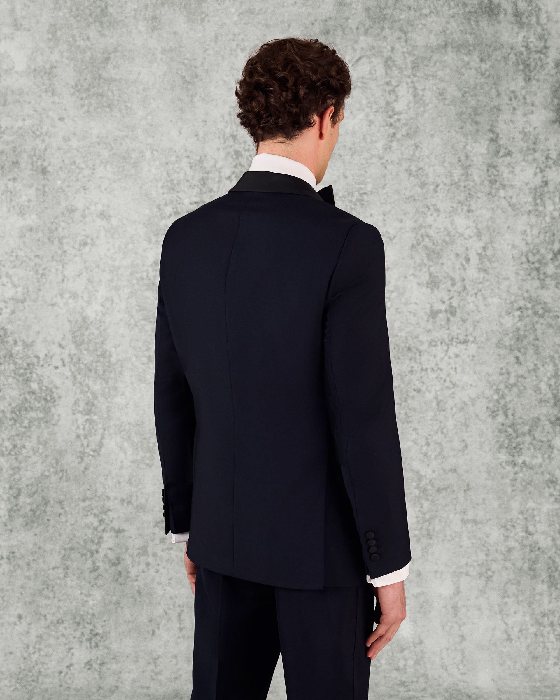 Weldon Wool Mohair Barathea Shawl Dinner Jacket Navy