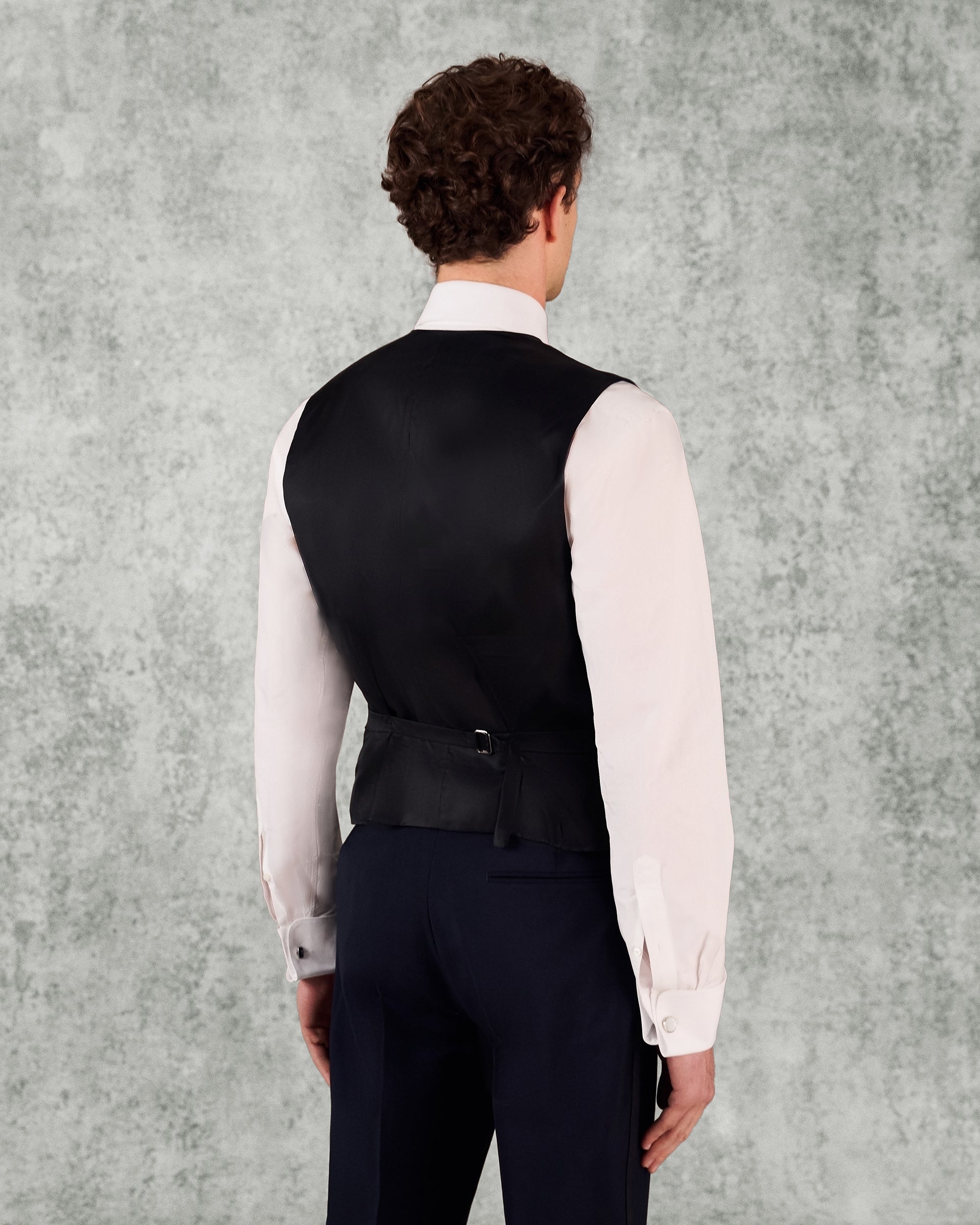 Weldon Wool Mohair Barathea Horseshoe Waistcoat Navy