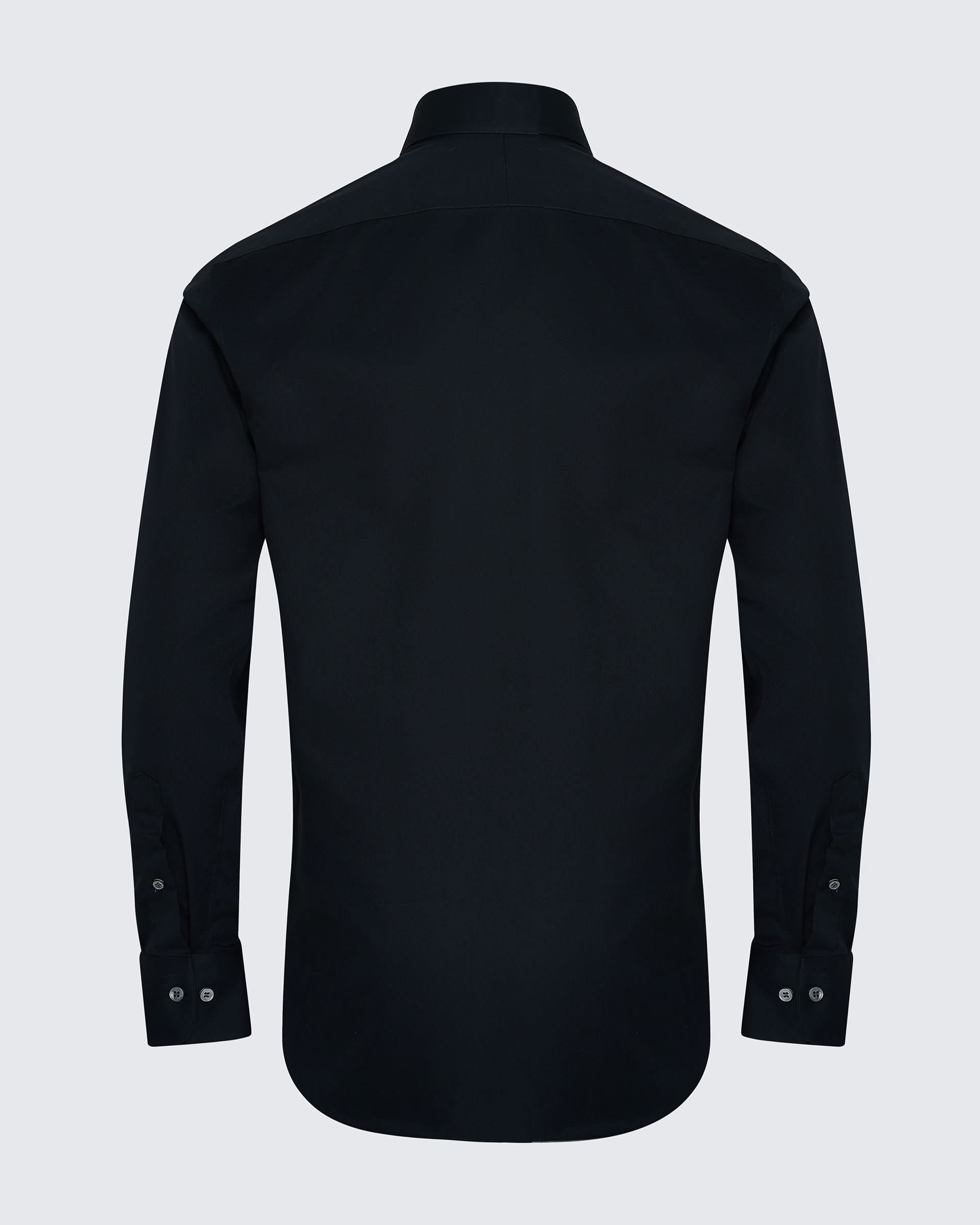 Whitton Single Cuff Cotton Dress Shirt Black