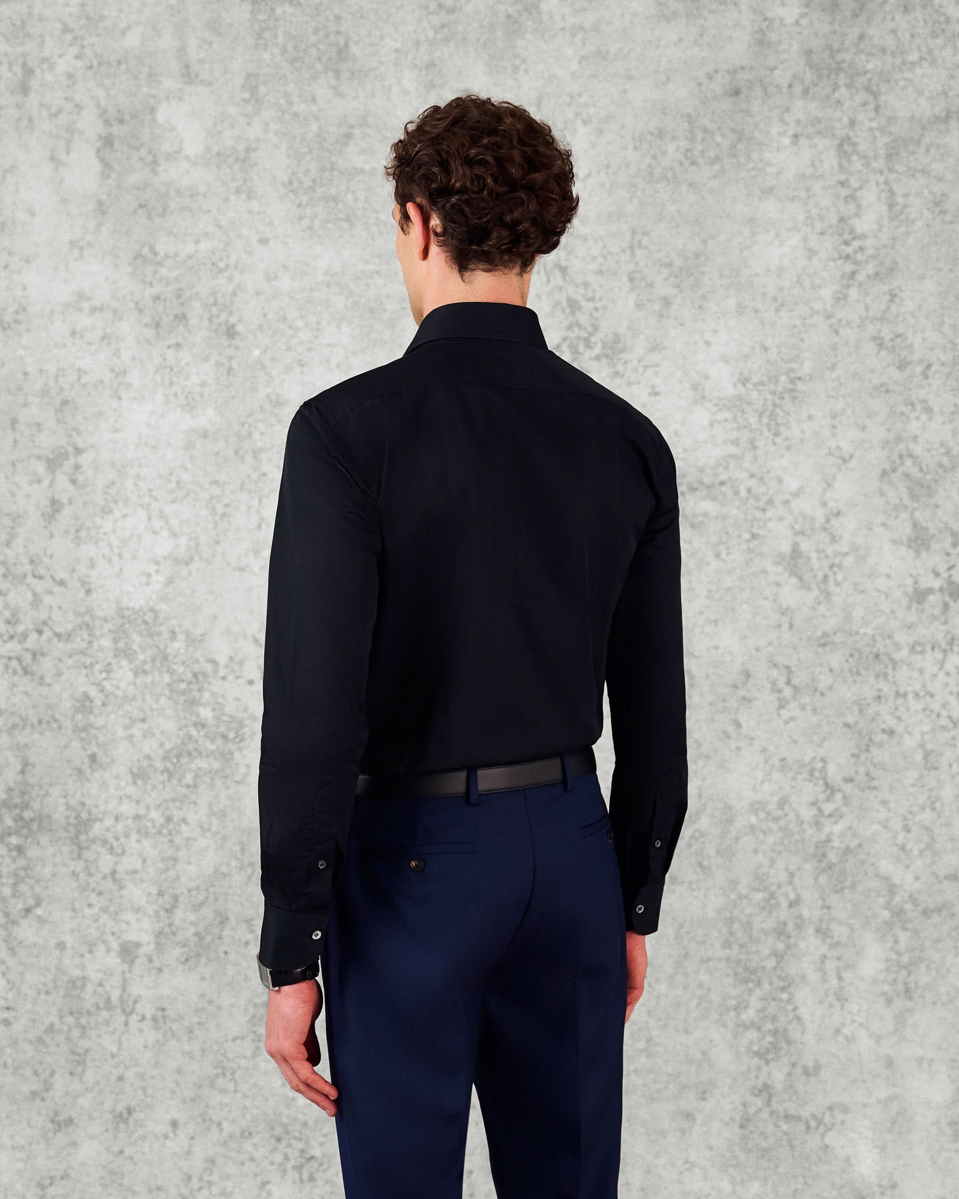 Whitton Single Cuff Cotton Dress Shirt Black