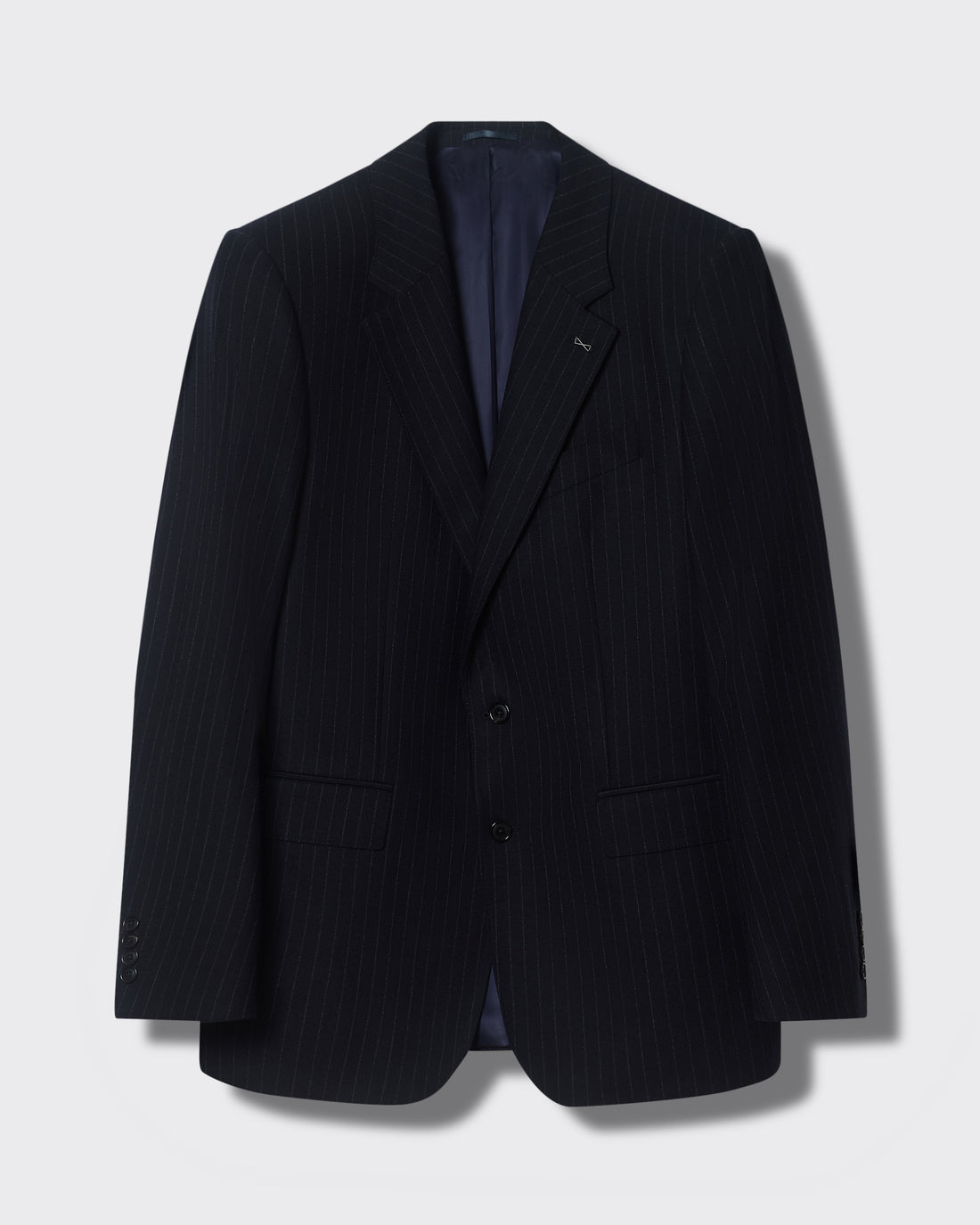 Harvey Pinstripe Wool Suit Jacket Navy