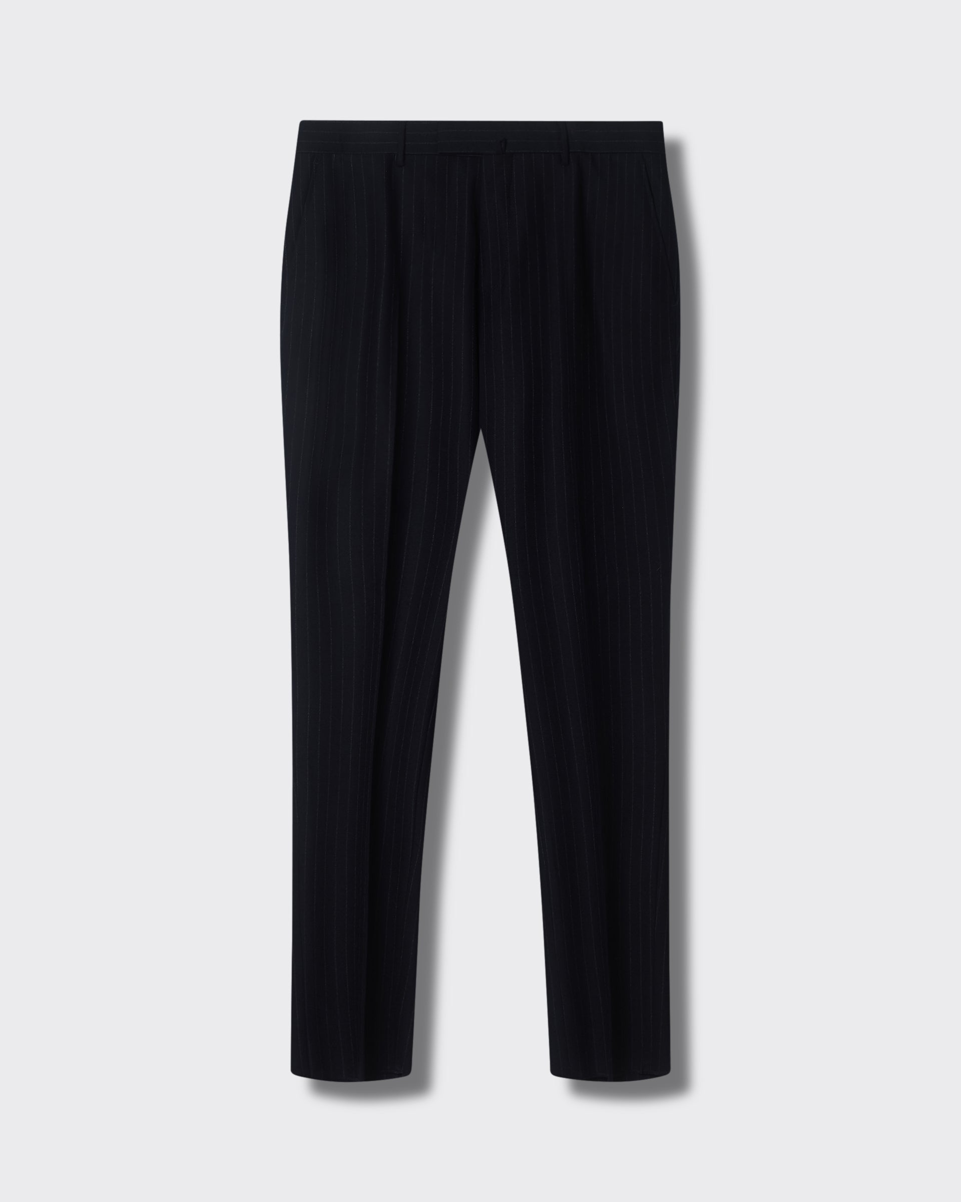 Harvey Pinstripe Wool Suit Trousers Navy