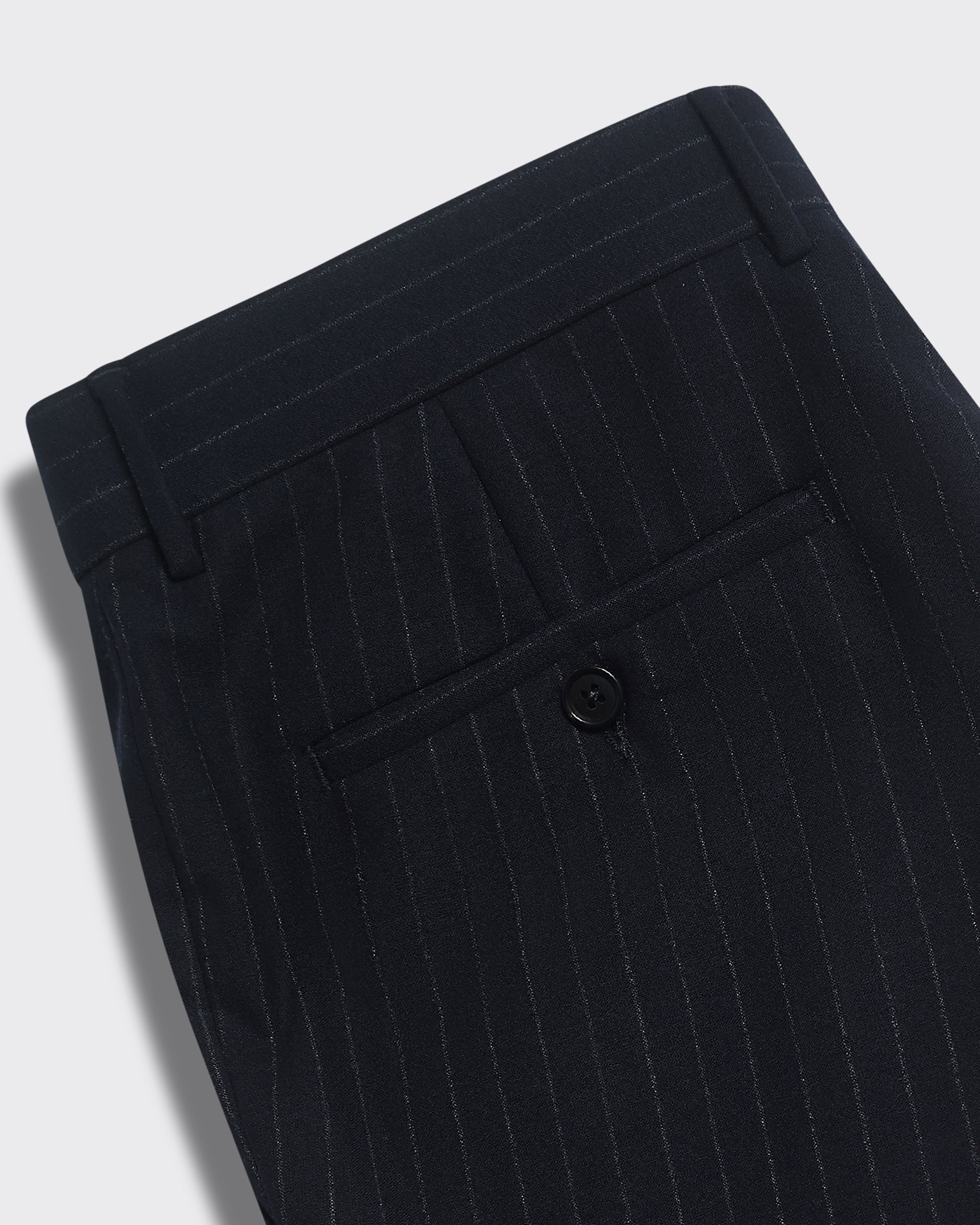 Harvey Pinstripe Wool Suit Trousers Navy
