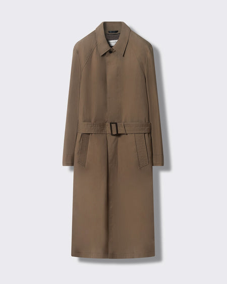Hemery Long Trench Raglan Coat Khaki