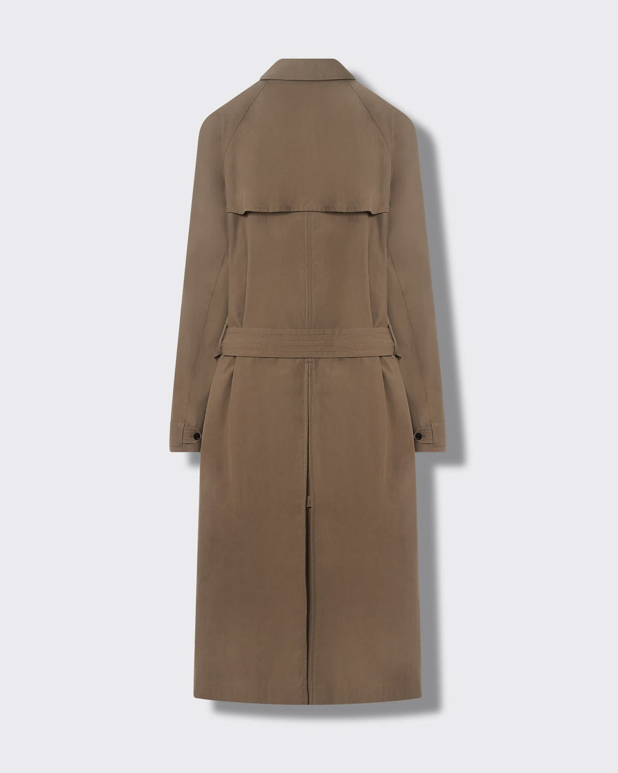 Hemery Long Trench Raglan Coat Khaki