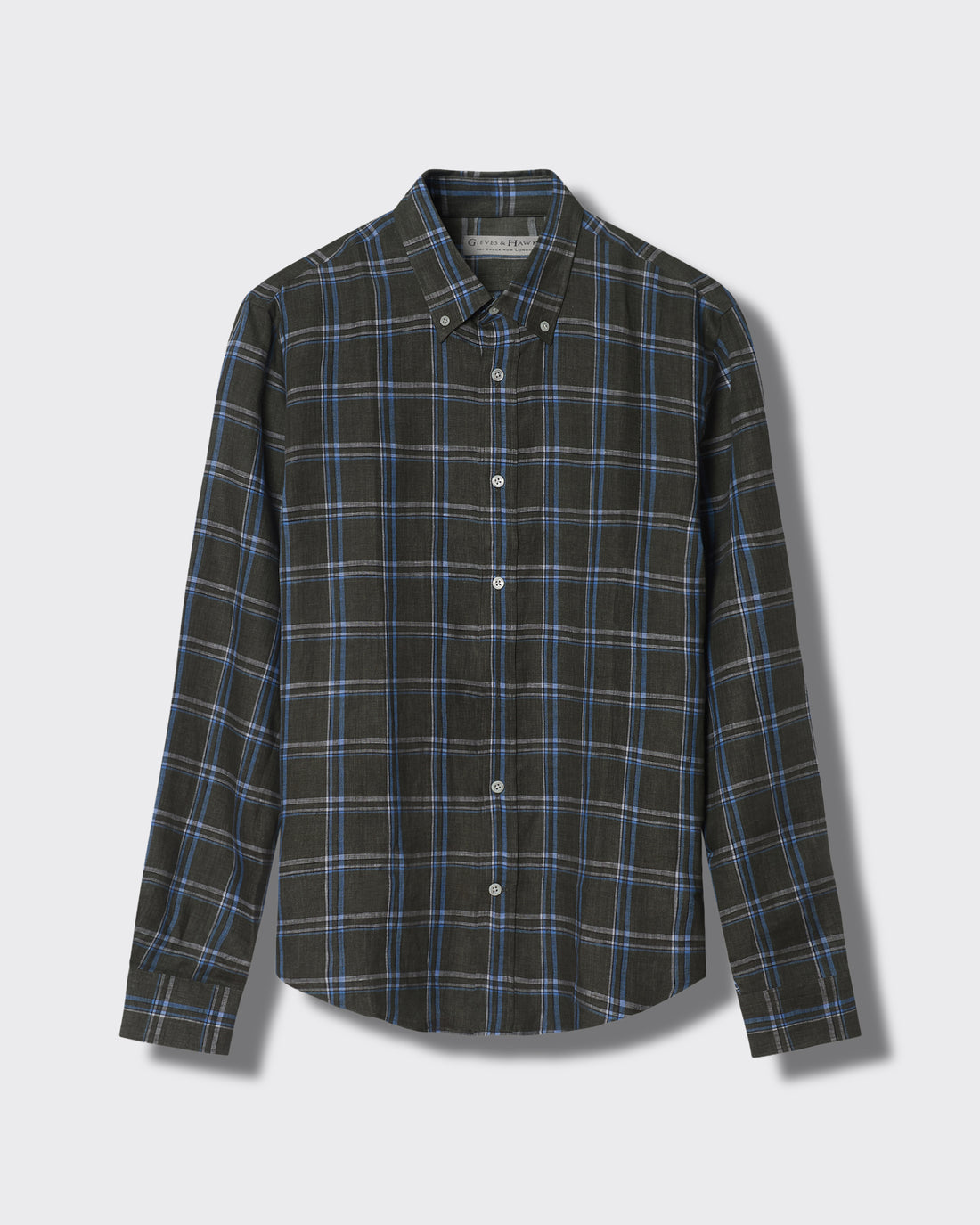 Blake Button Down Linen Shirt Olive