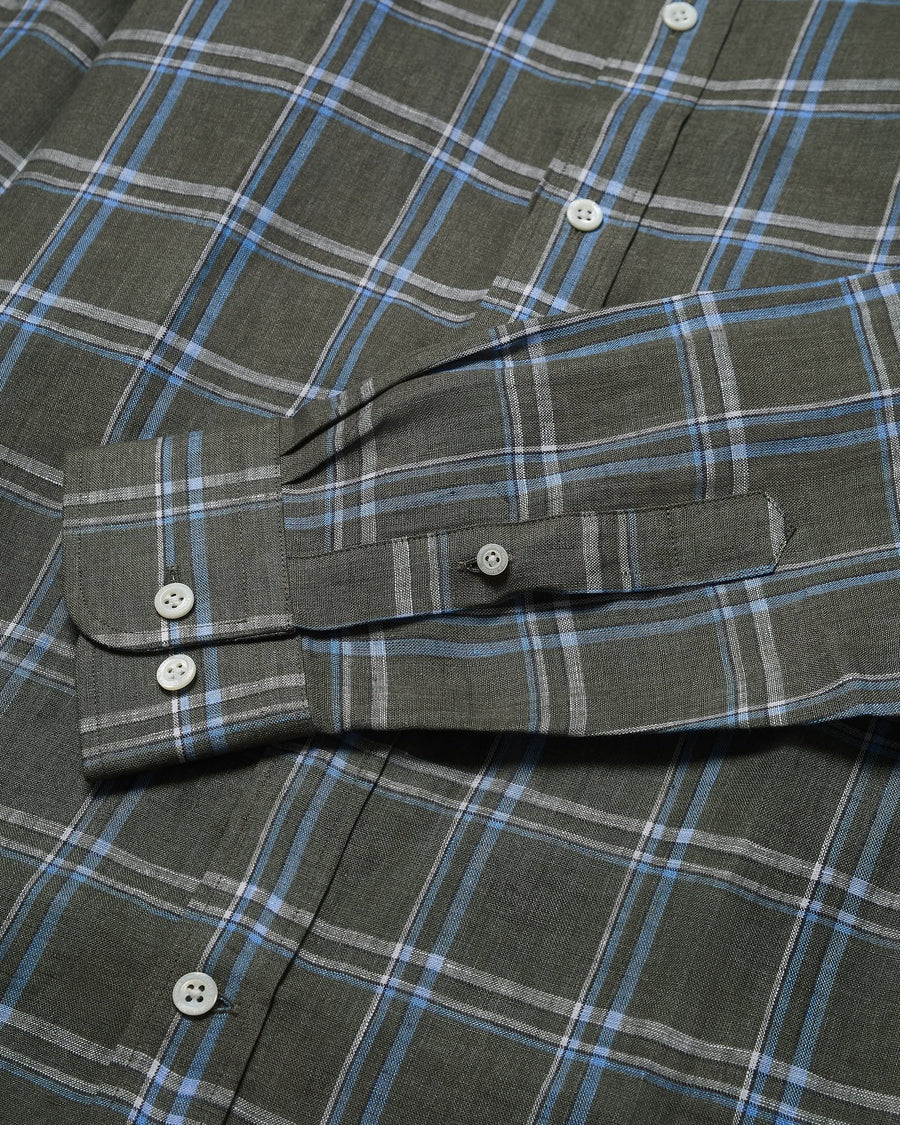 Blake Button Down Linen Shirt Olive