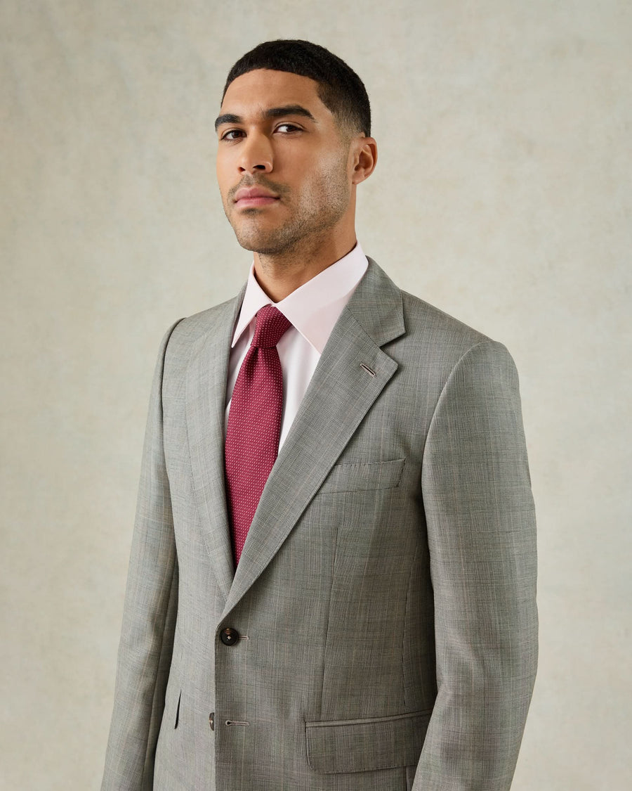 Bass Wool Prince of Wales Check Suit Jacket Gray