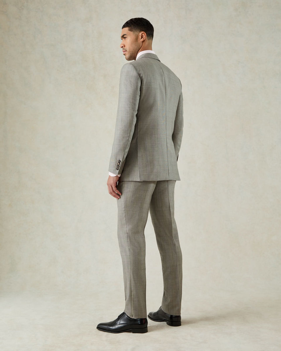 Bass Wool Prince of Wales Check Suit Jacket Gray