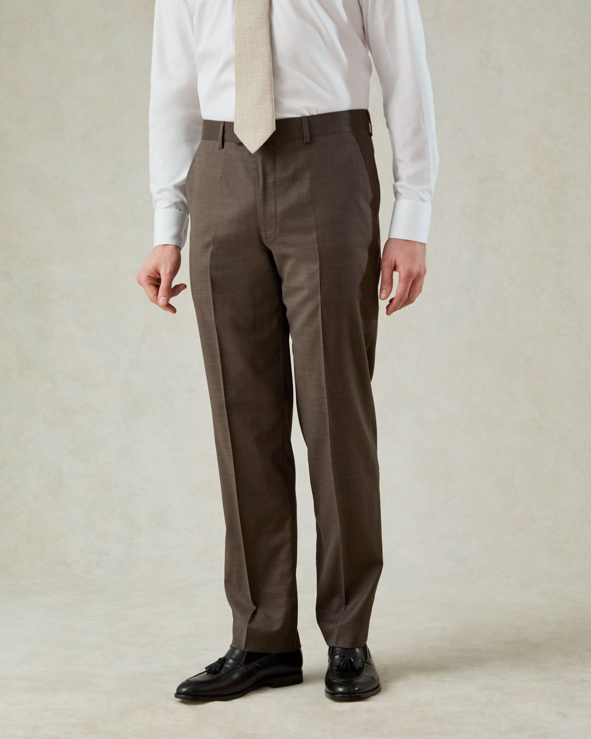 Burton Wool &amp; Cashmere Double Breasted Peak Suit Dark Brown