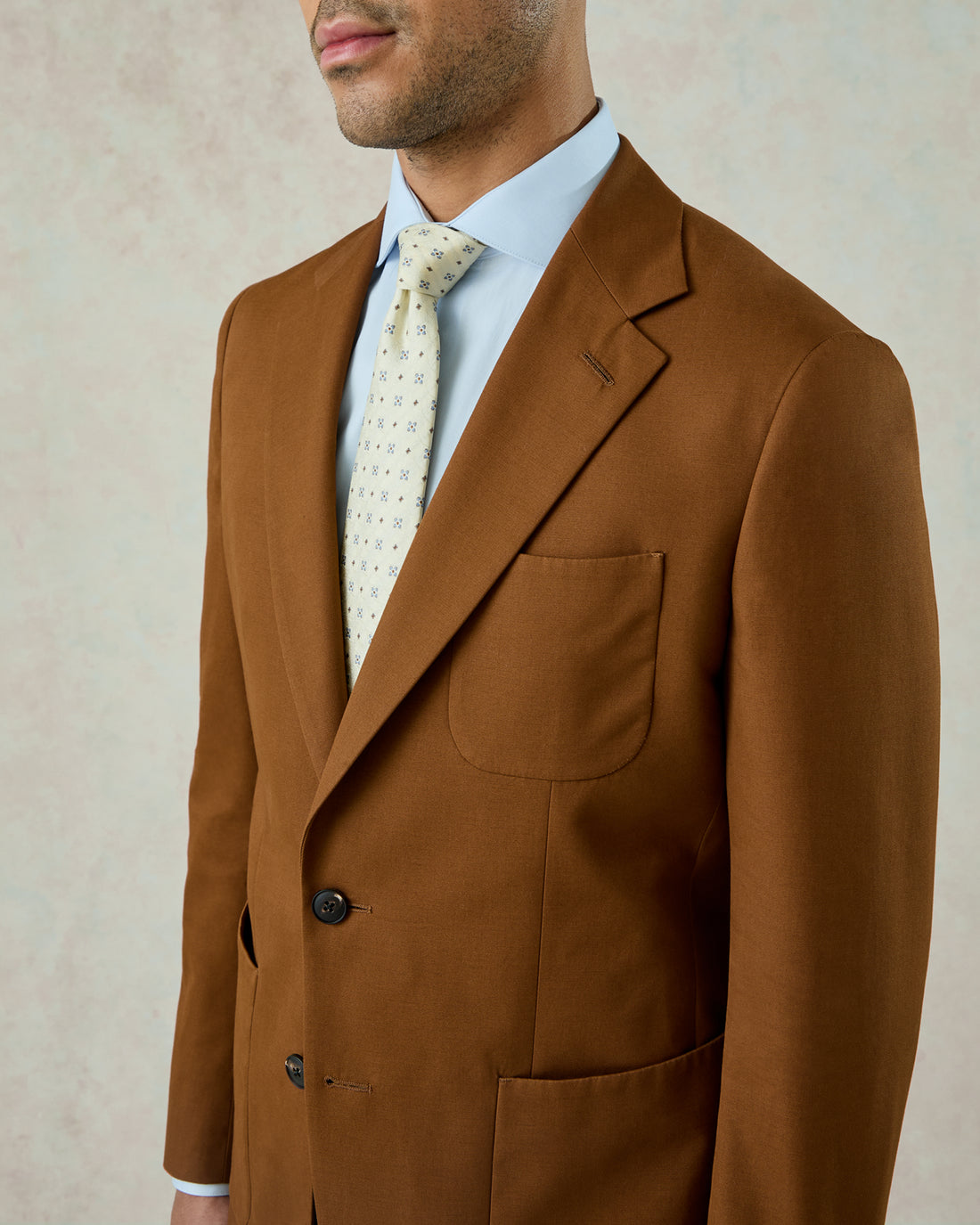 Allen Cotton &amp; Cashmere Suit Jacket Chestnut Brown