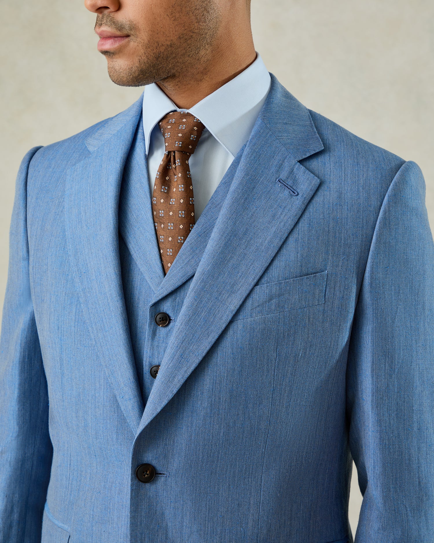 Wilson Linen &amp; Wool Suit Jacket Mid Blue