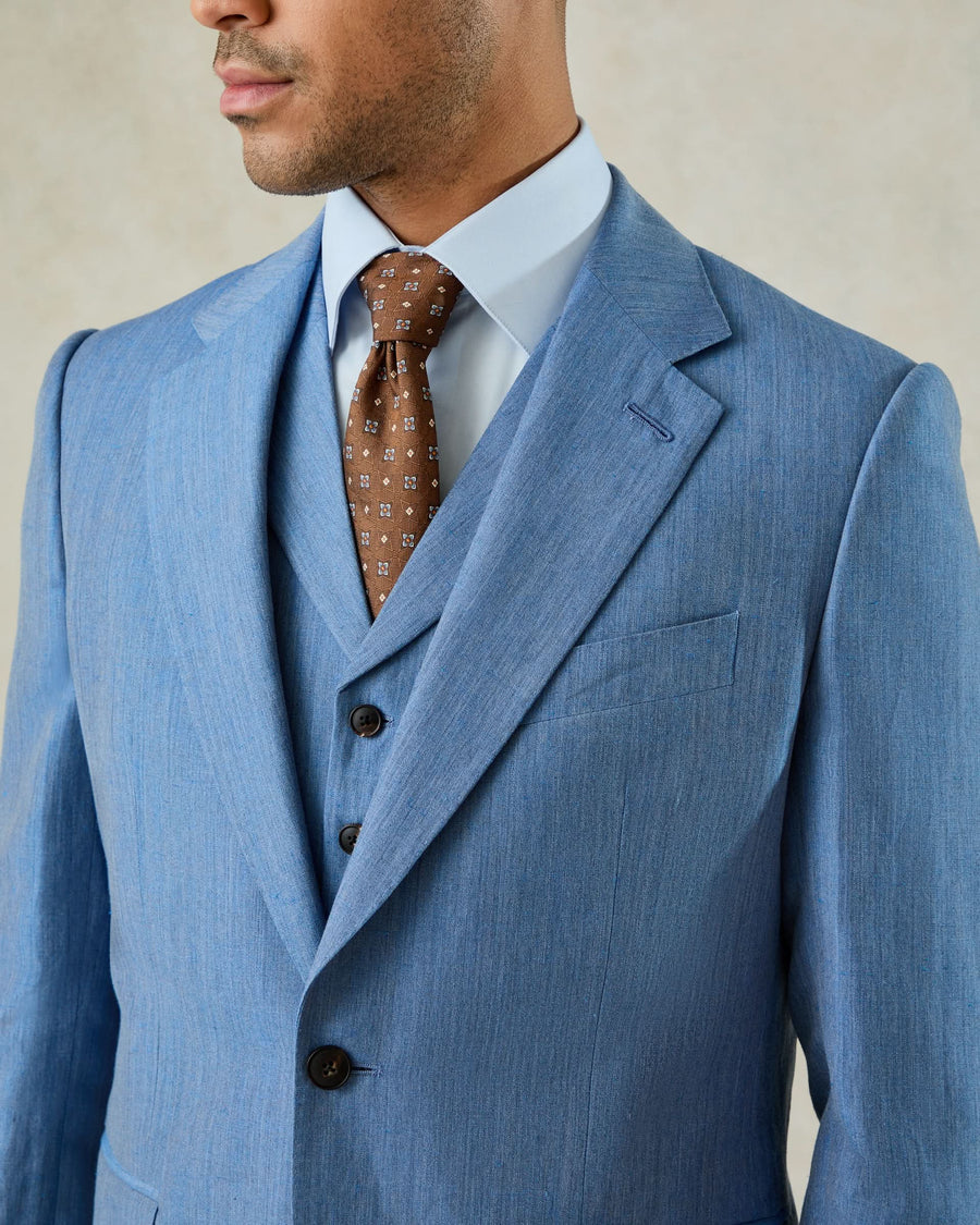 Wilson Wool Linen Suit Jacket Mid Blue