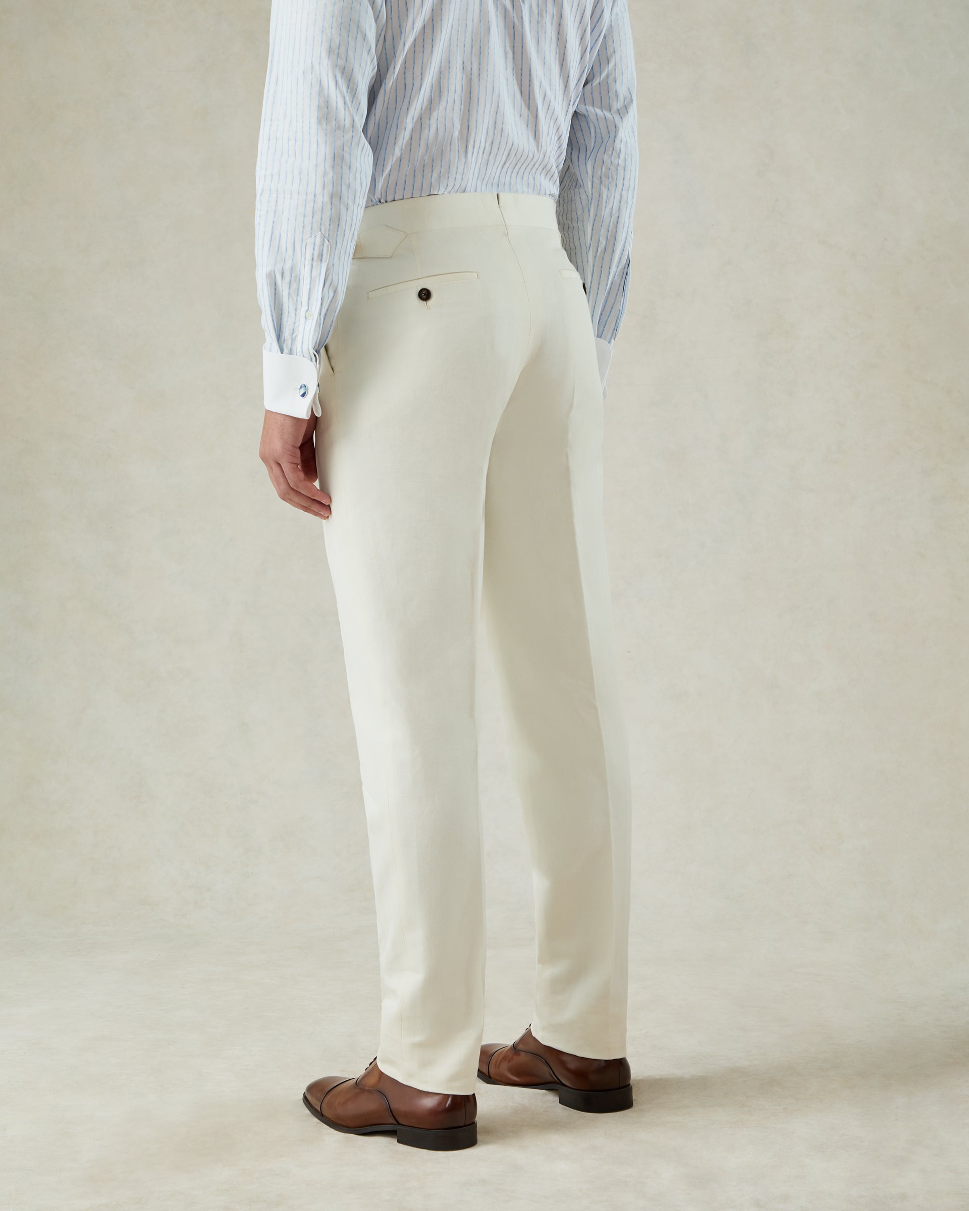Pearce Cotton &amp; Linen Herringbone Suit White