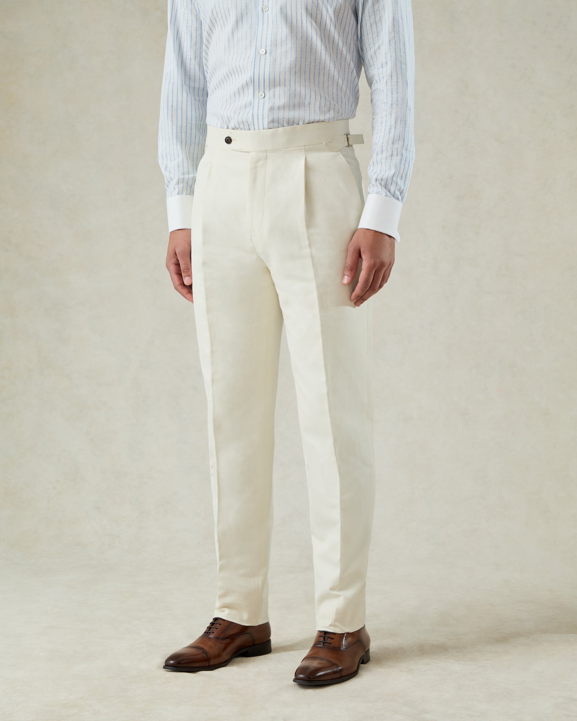 Pearce Cotton &amp; Linen Herringbone Suit White