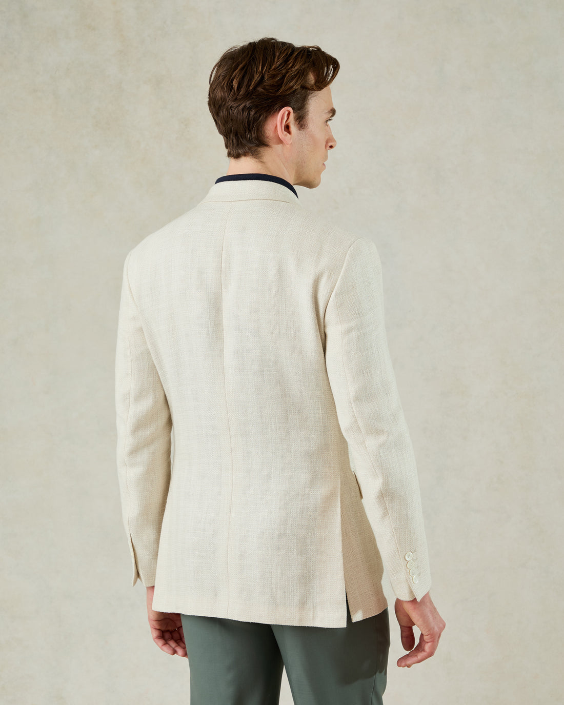 Tilman Silk &amp; Linen Double Breasted Blazer Cream