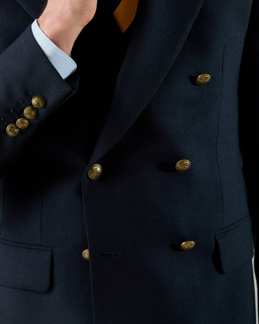 Ross Fresco Double Breasted Peak Blazer Navy