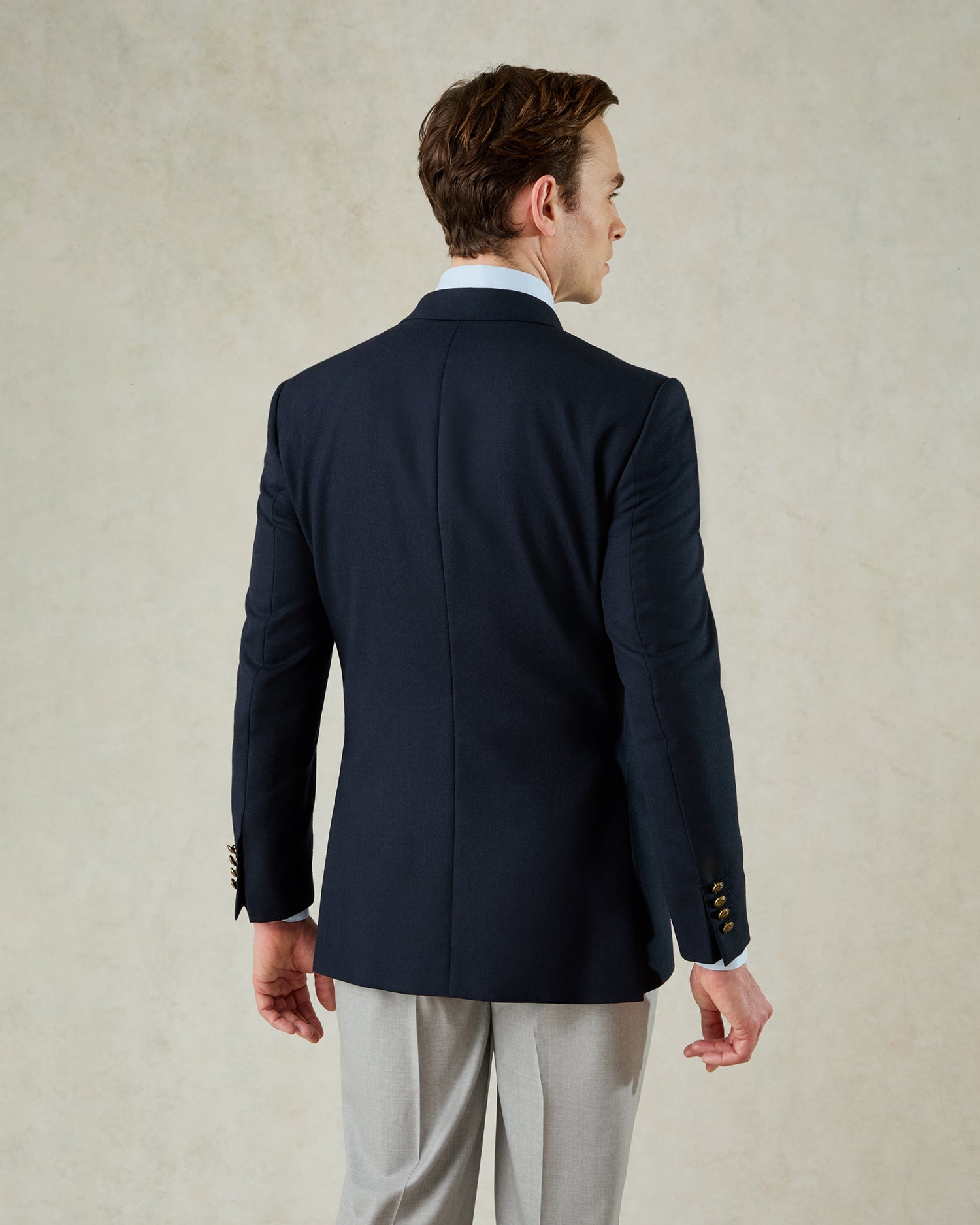 Ross Fresco Double Breasted Peak Blazer Navy