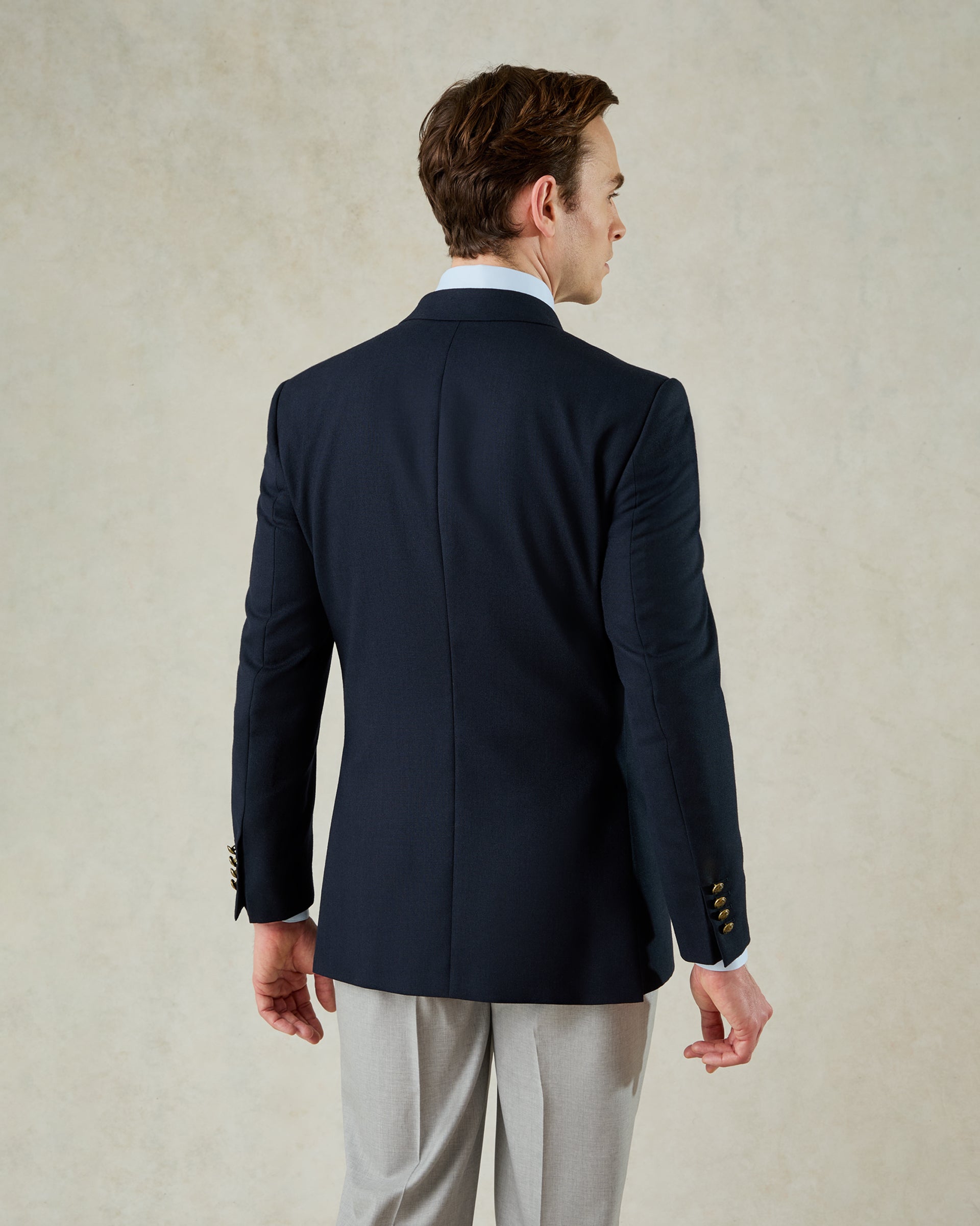 Ross Fresco Double Breasted Peak Blazer Navy