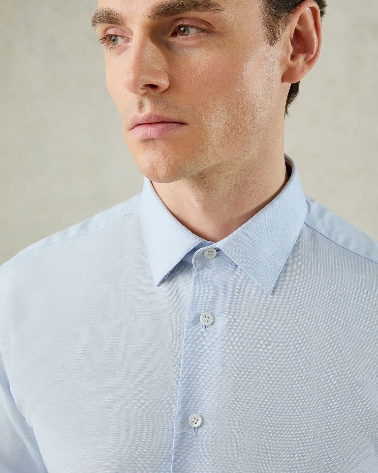 Johnston Cotton &amp; Linen Shirt Blue