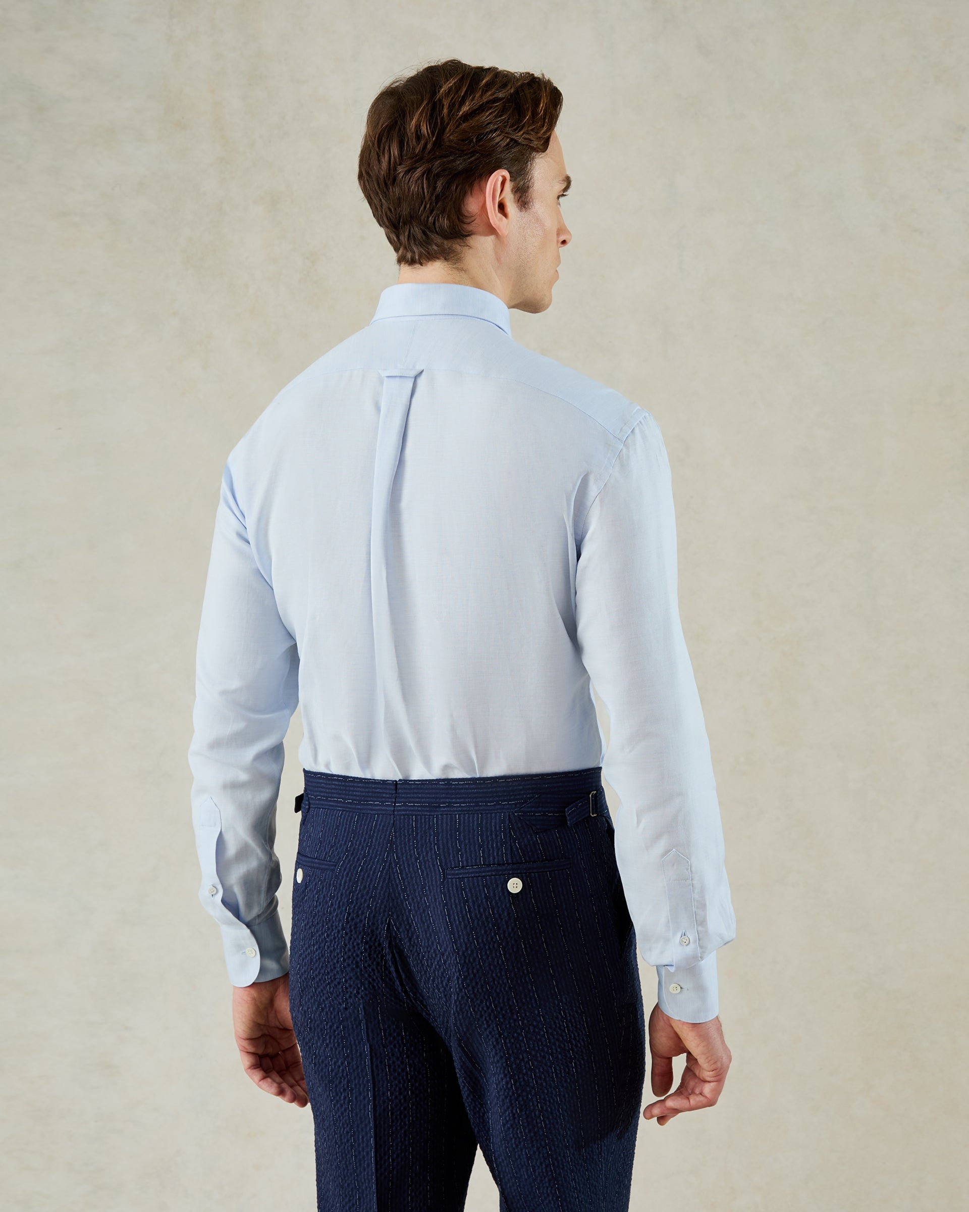Johnston Cotton &amp; Linen Shirt Blue