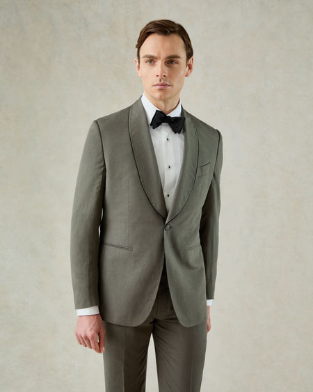Neumann Linen Silk Evening Jacket Khaki