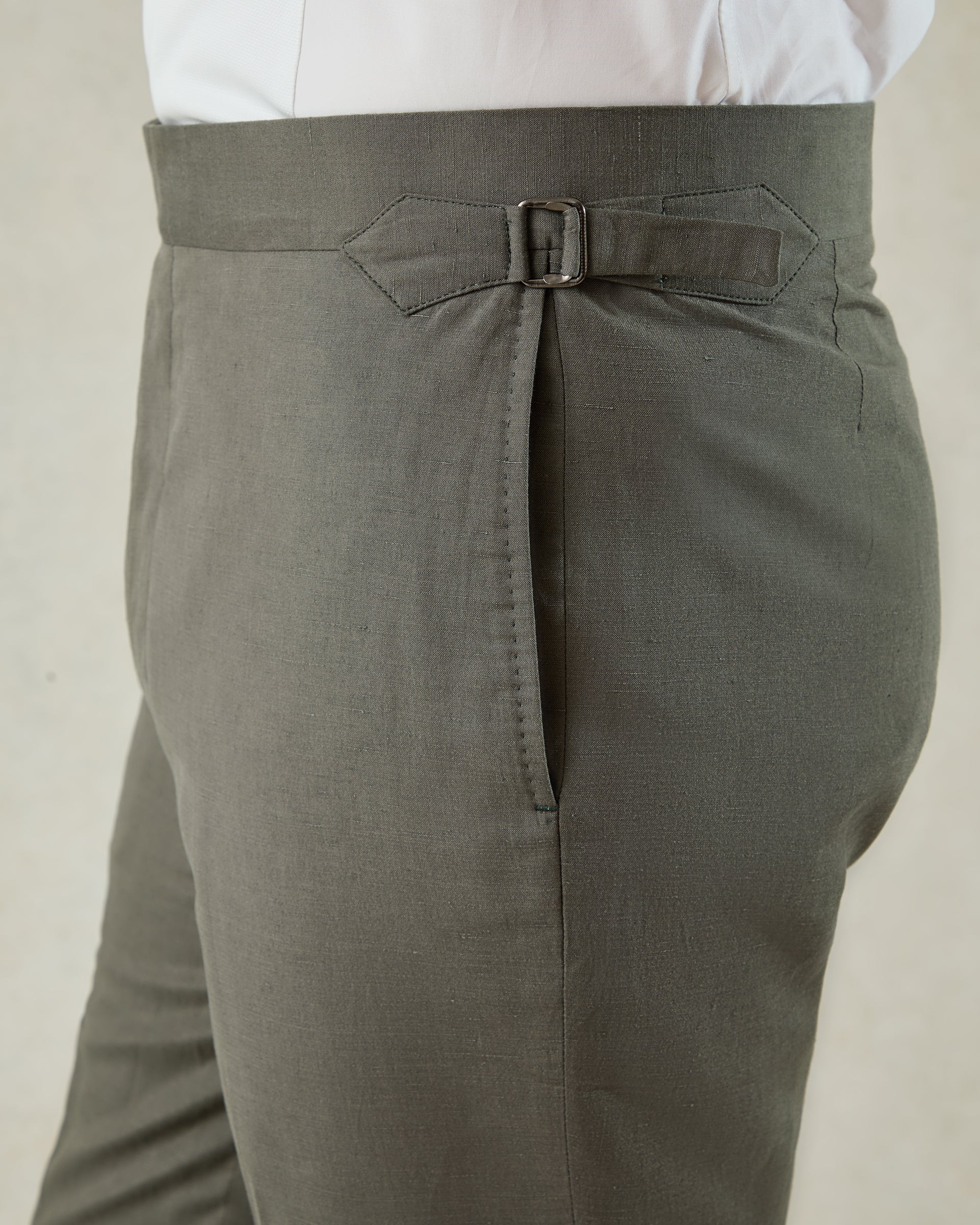 Neumann Silk &amp; Linen Dinner Trouser Khaki