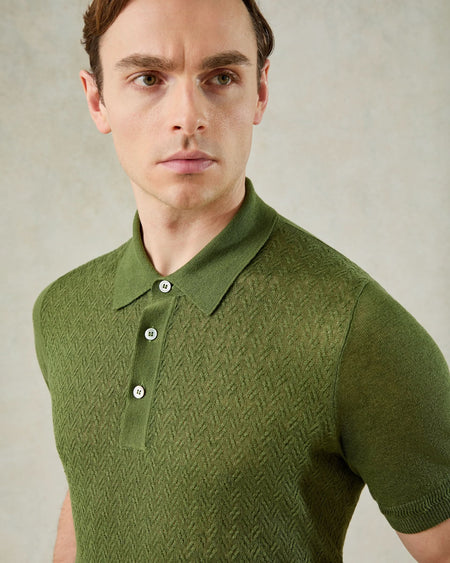 Nelson Linen Cotton Textured Polo Shirt