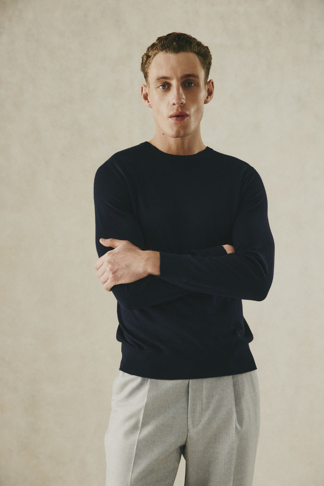 Lucas Cashmere Crew Jumper Navy