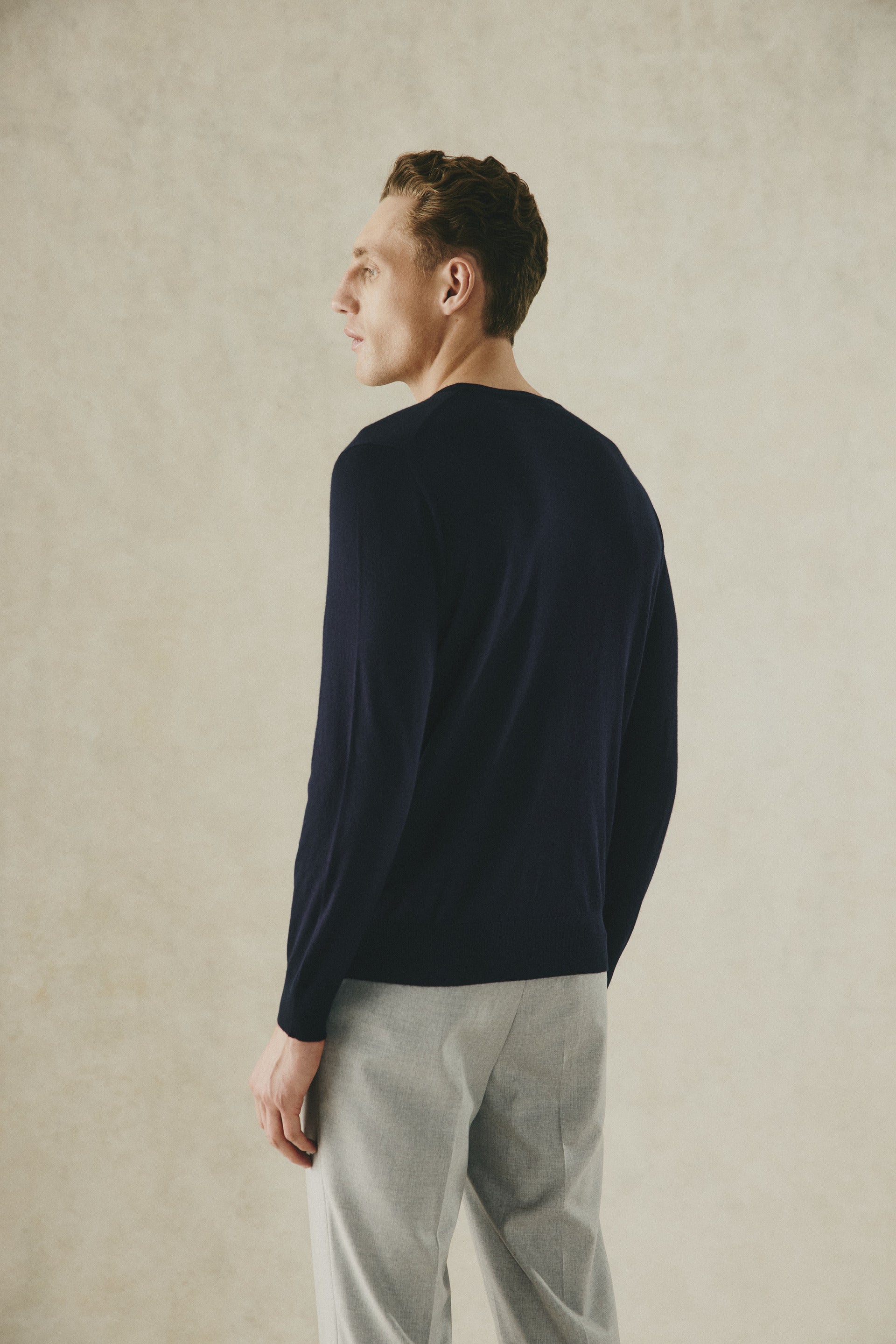 Lucas Cashmere Crew Jumper Navy