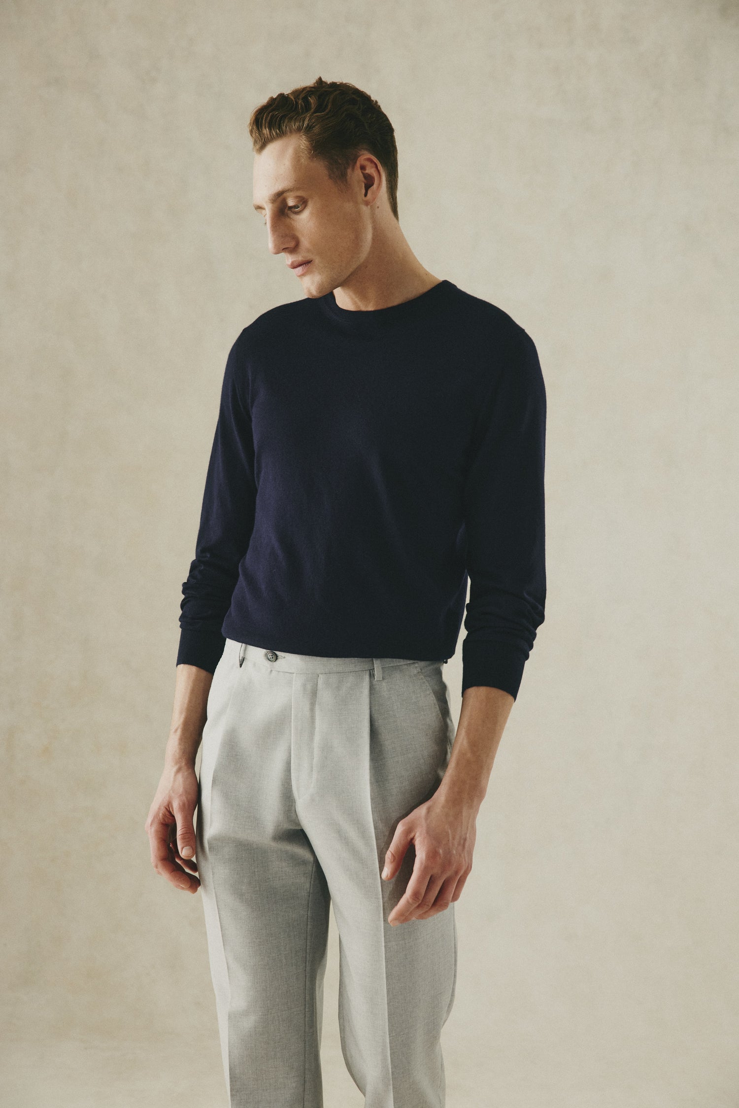 Lucas Cashmere Crew Jumper Navy