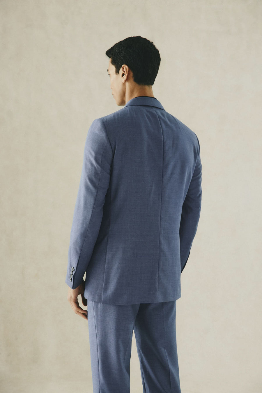 Drummond Wool Basketweave Double Breasted Jacket Blue