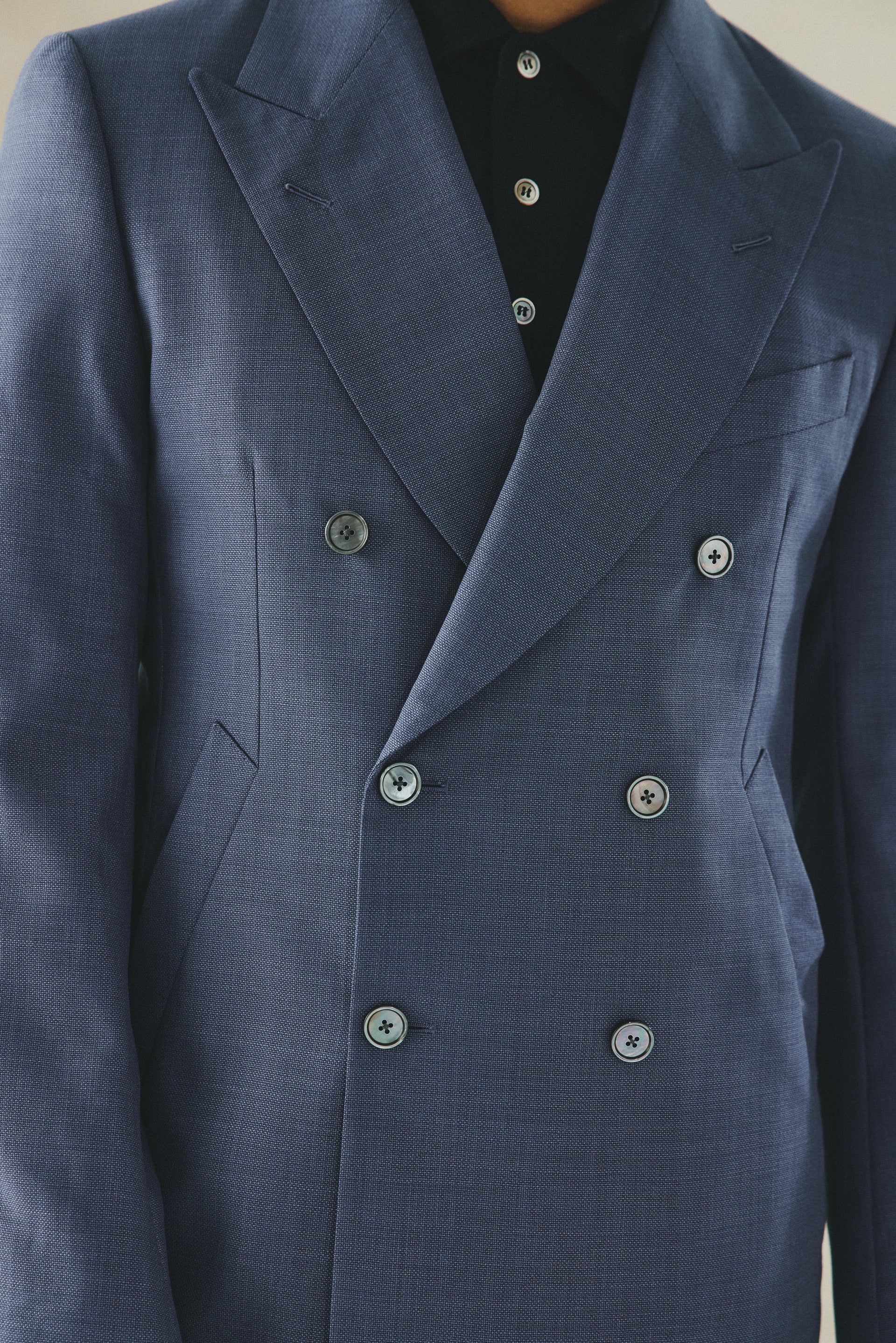 Drummond Basketweave Double Breasted Jacket Blue