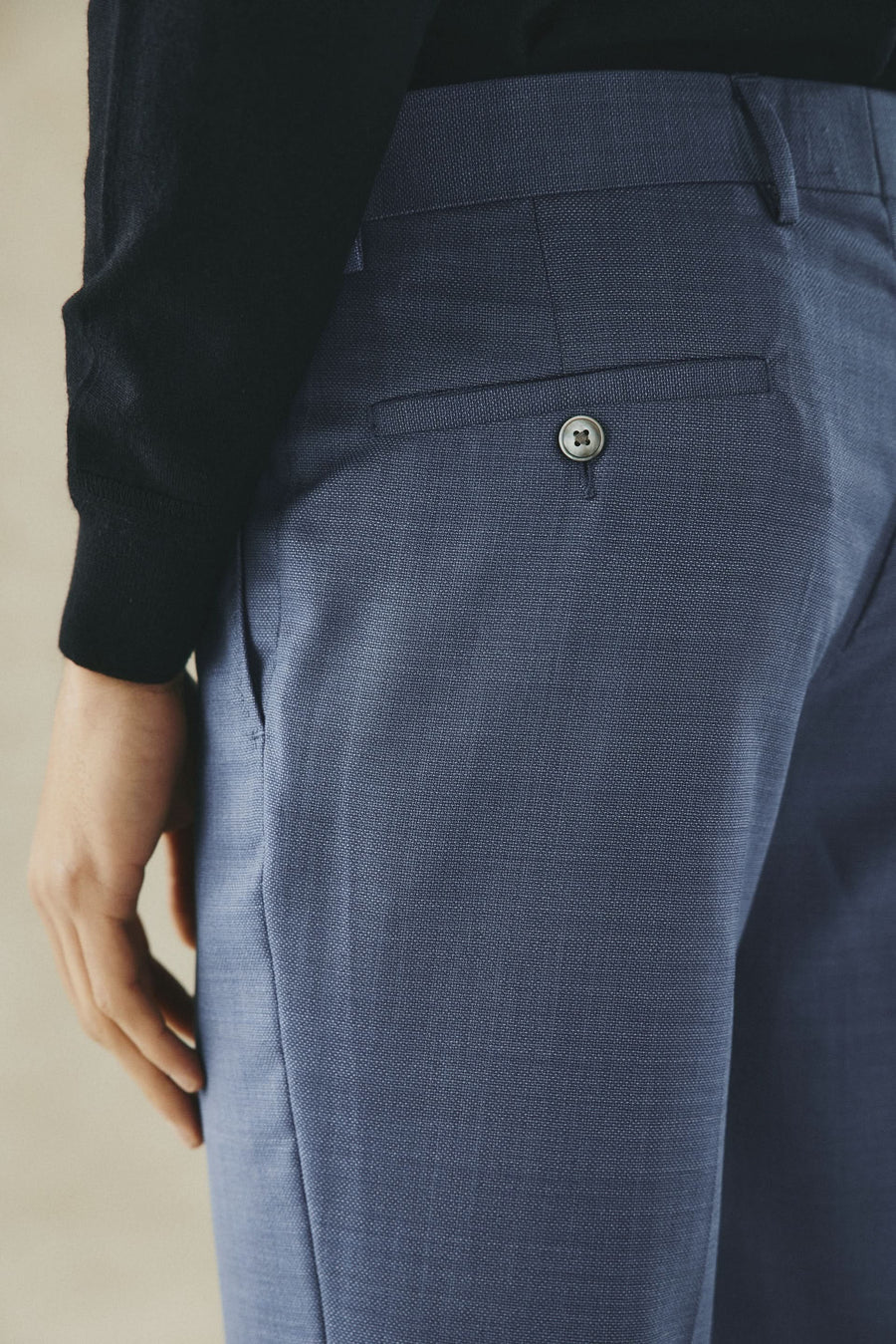 Drummond Wool Suit Pants Basketweave Blue