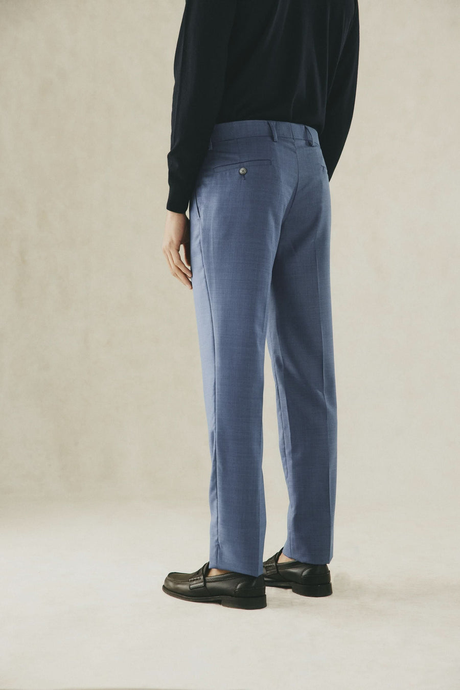 Drummond Wool Suit Pants Basketweave Blue