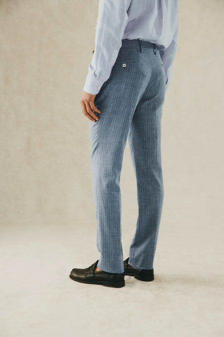 Dudgeon Basketweave Stripe Trousers Blue