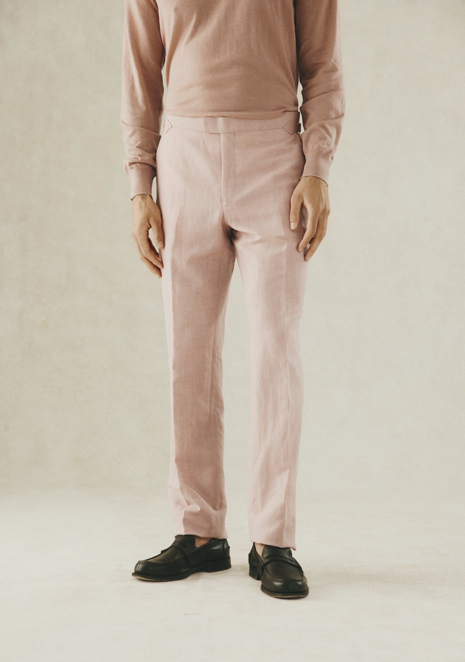 Lockyer Wool &amp; Linen Blend Suit Trouser Pink