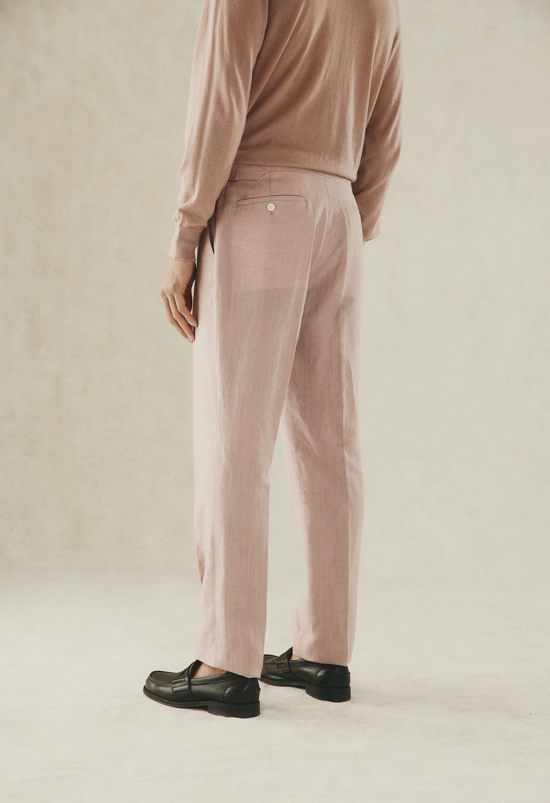 Lockyer Wool &amp; Linen Blend Suit Trouser Pink