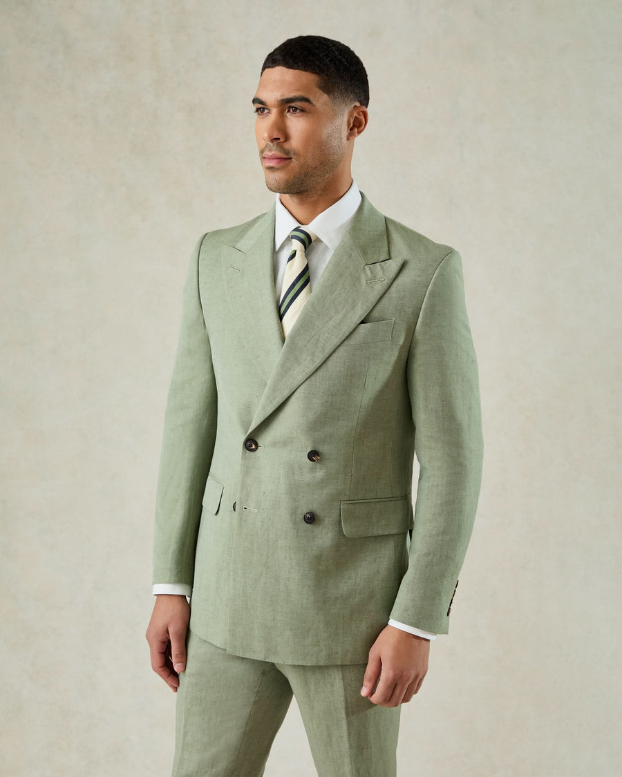 Luce Wool & Linen Double Breasted Suit Green