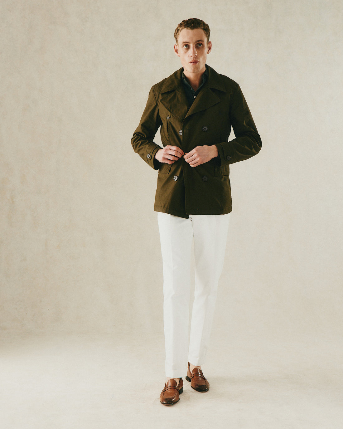 Hawkes Canvas Cotton Peacoat Moss Green