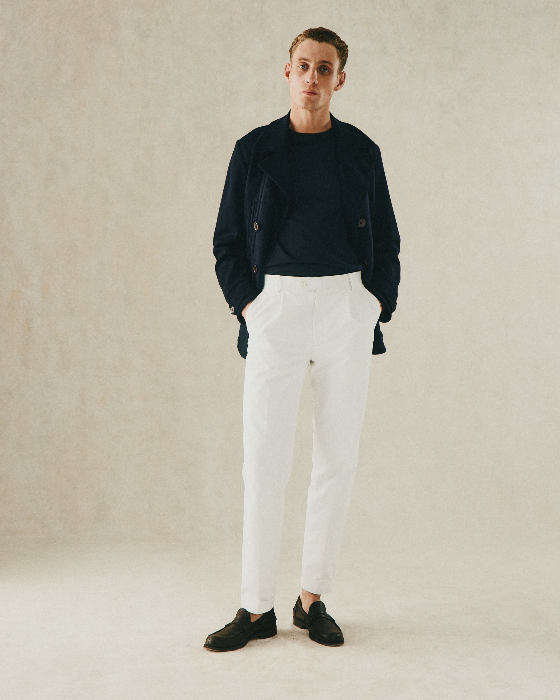 Hawkes Jersey Wool Peacoat Navy