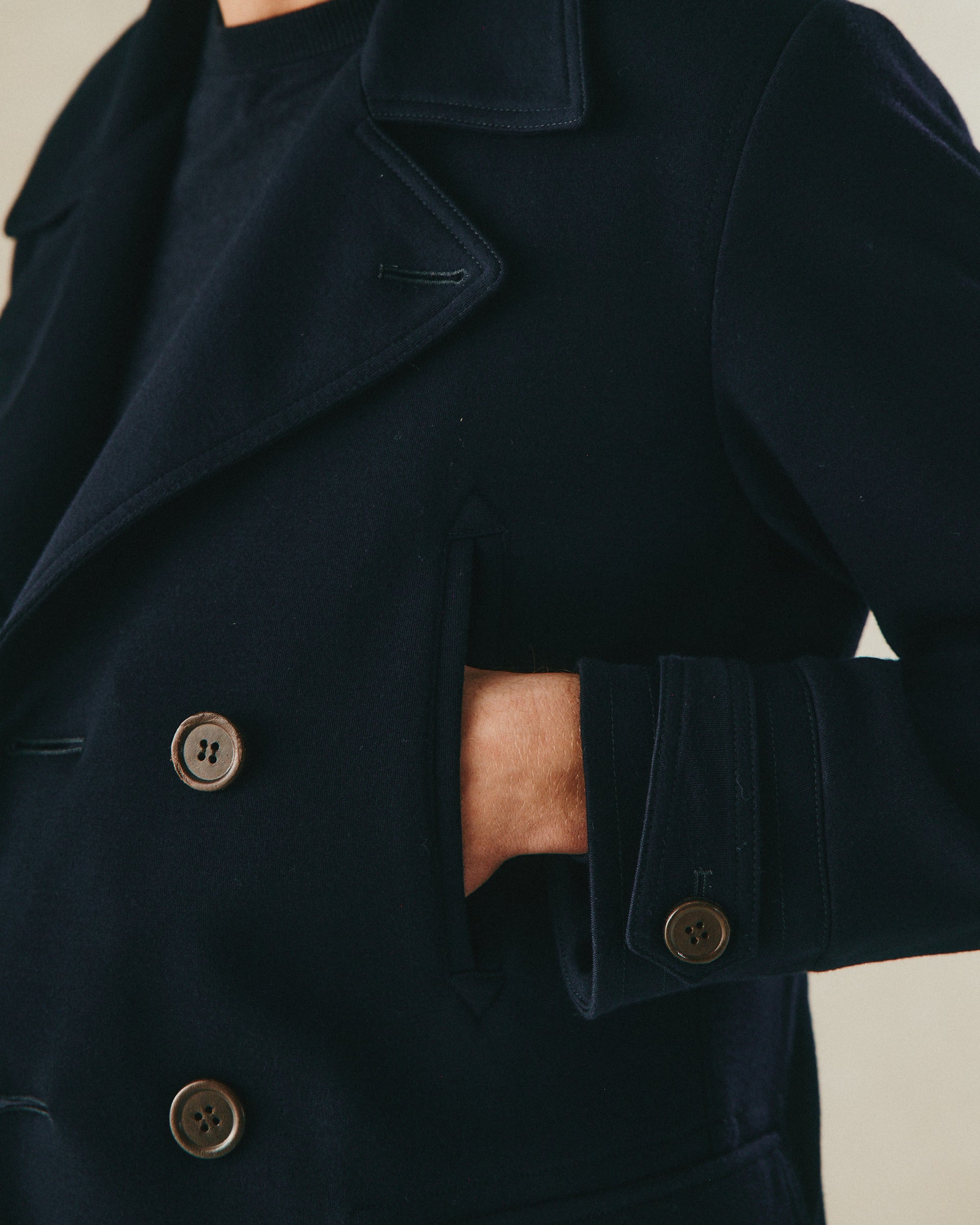 Hawkes Jersey Wool Peacoat Navy