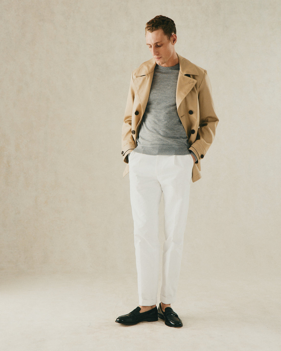 Hawkes Canvas Cotton Peacoat Stone