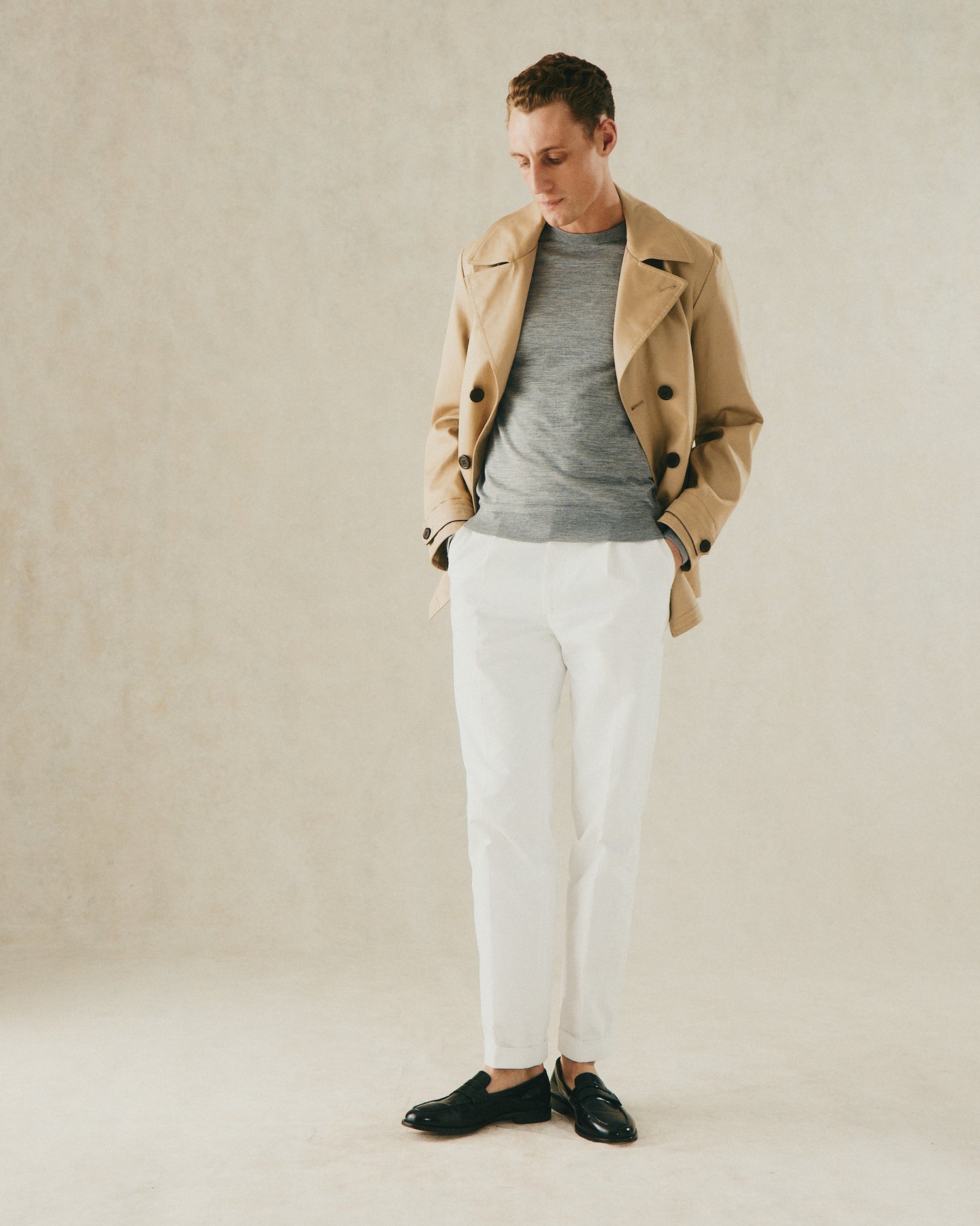 Hawkes Canvas Cotton Peacoat Stone