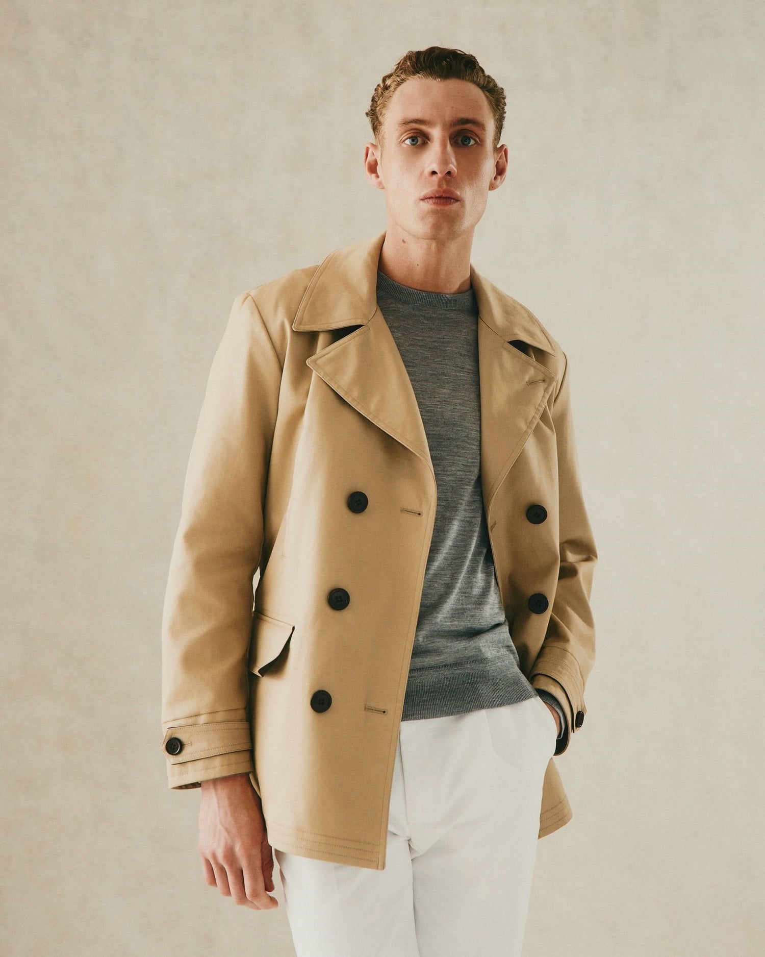 Hawkes Canvas Cotton Peacoat Stone