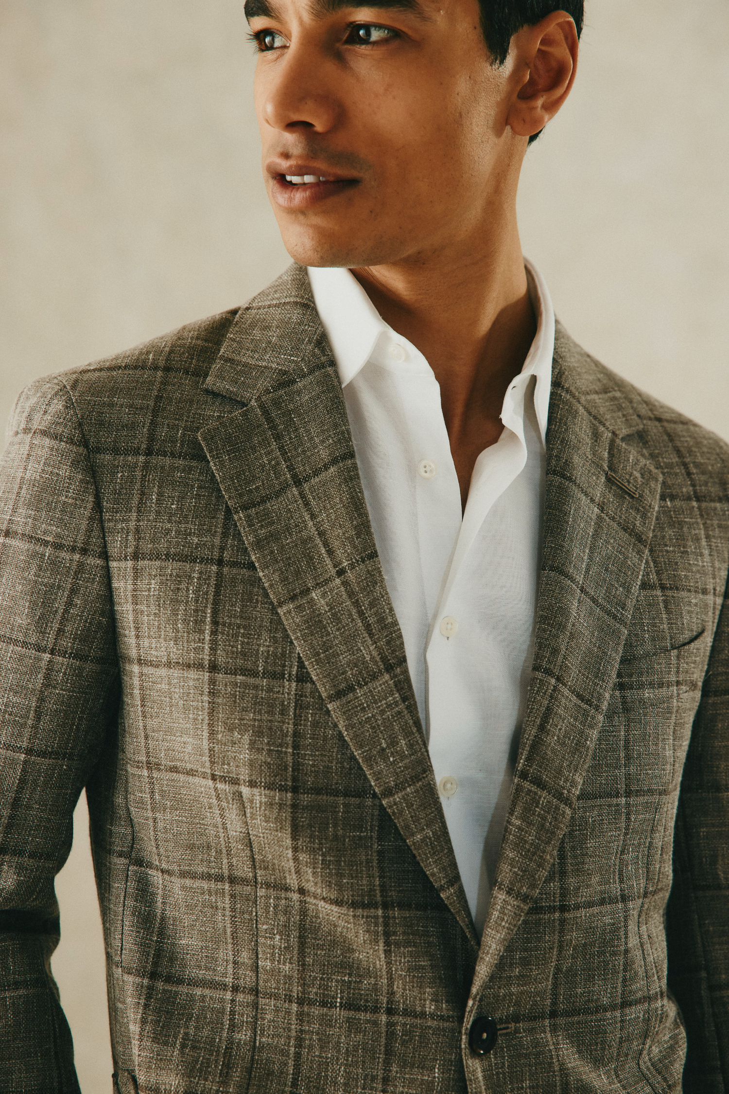 Hopwood Wool Silk &amp; Linen Blend Blazer Brown