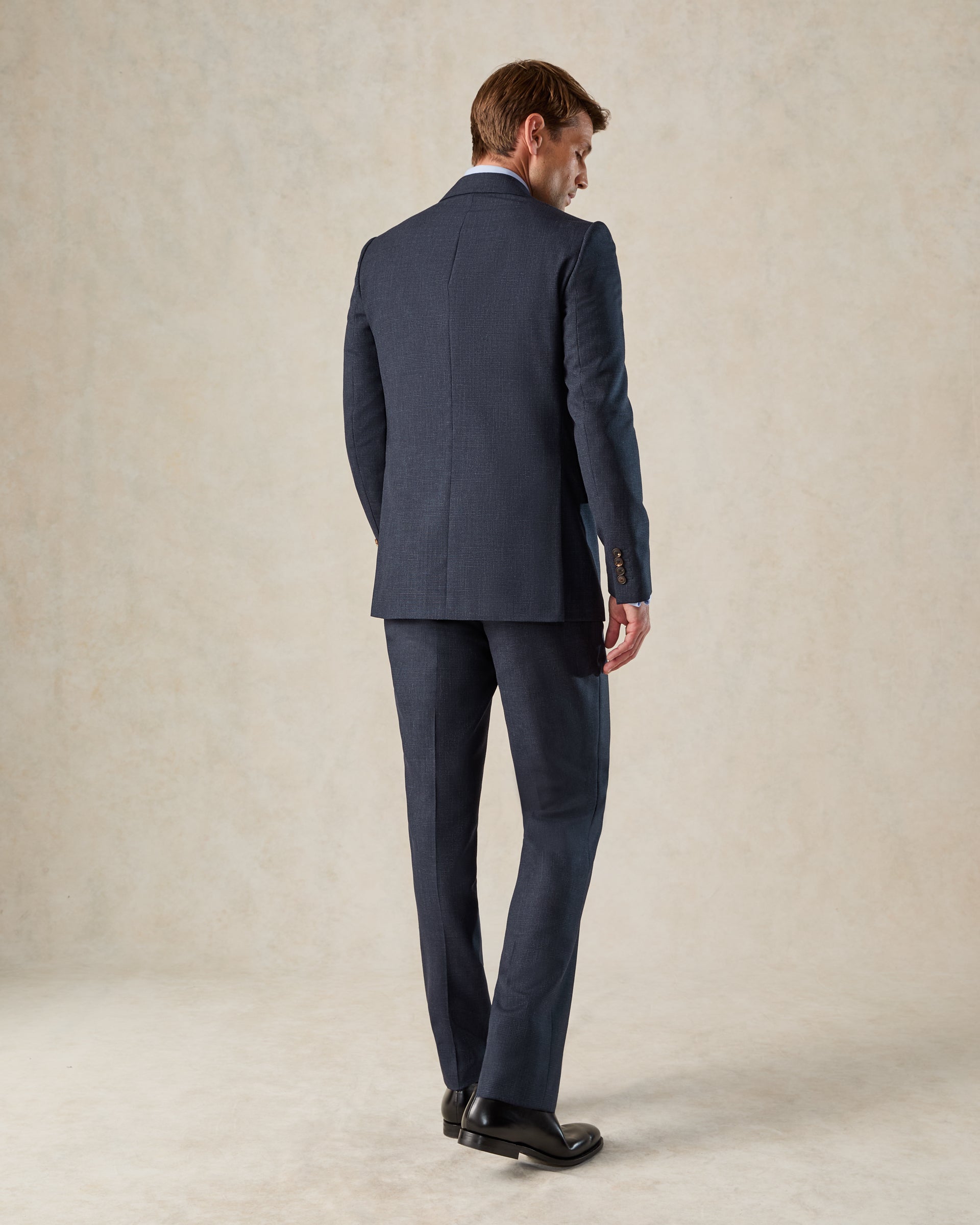 Holbech Navy Wool Check Suit