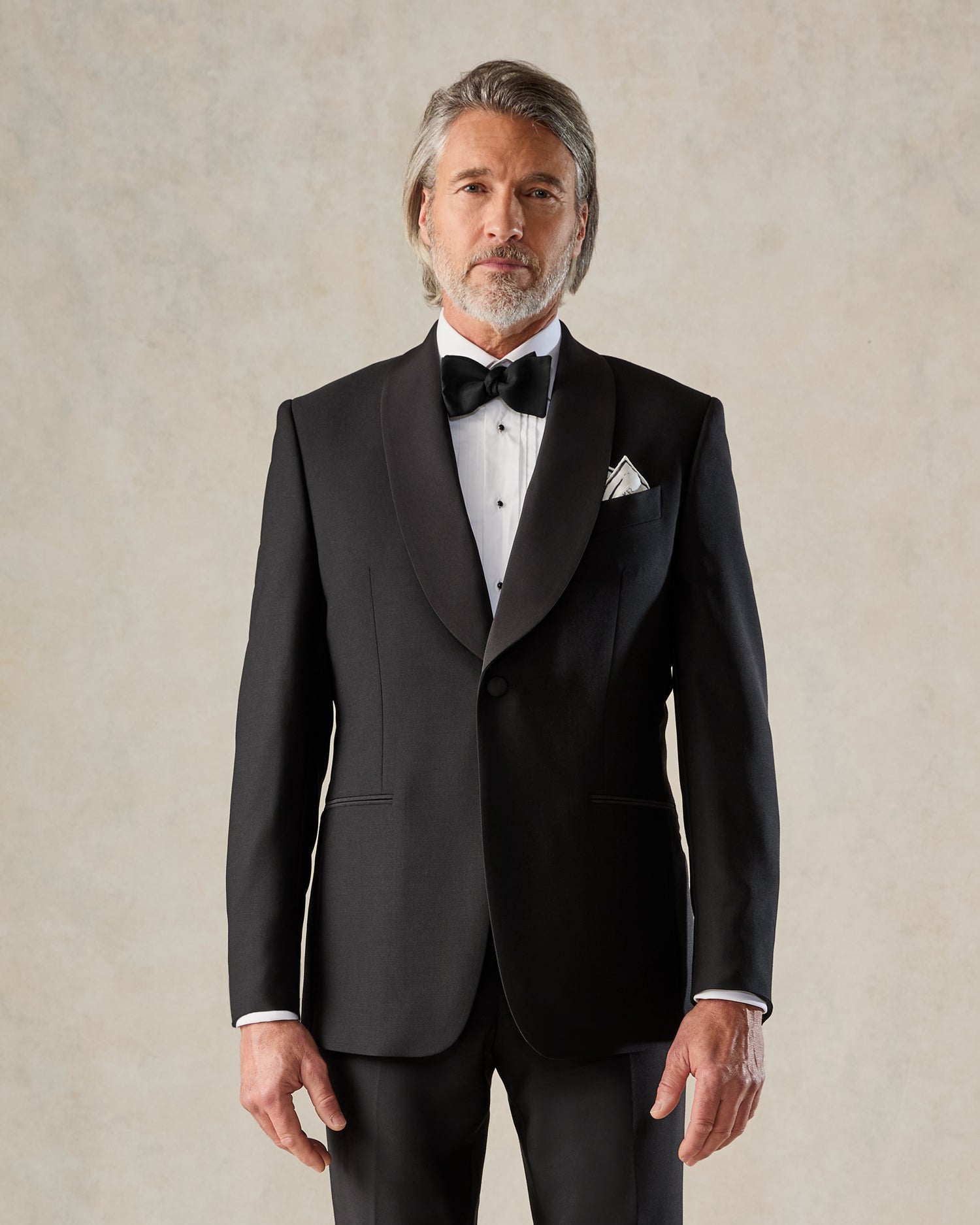 Shelford Black Wool Mohair Barathea Shawl Dinner Jacket